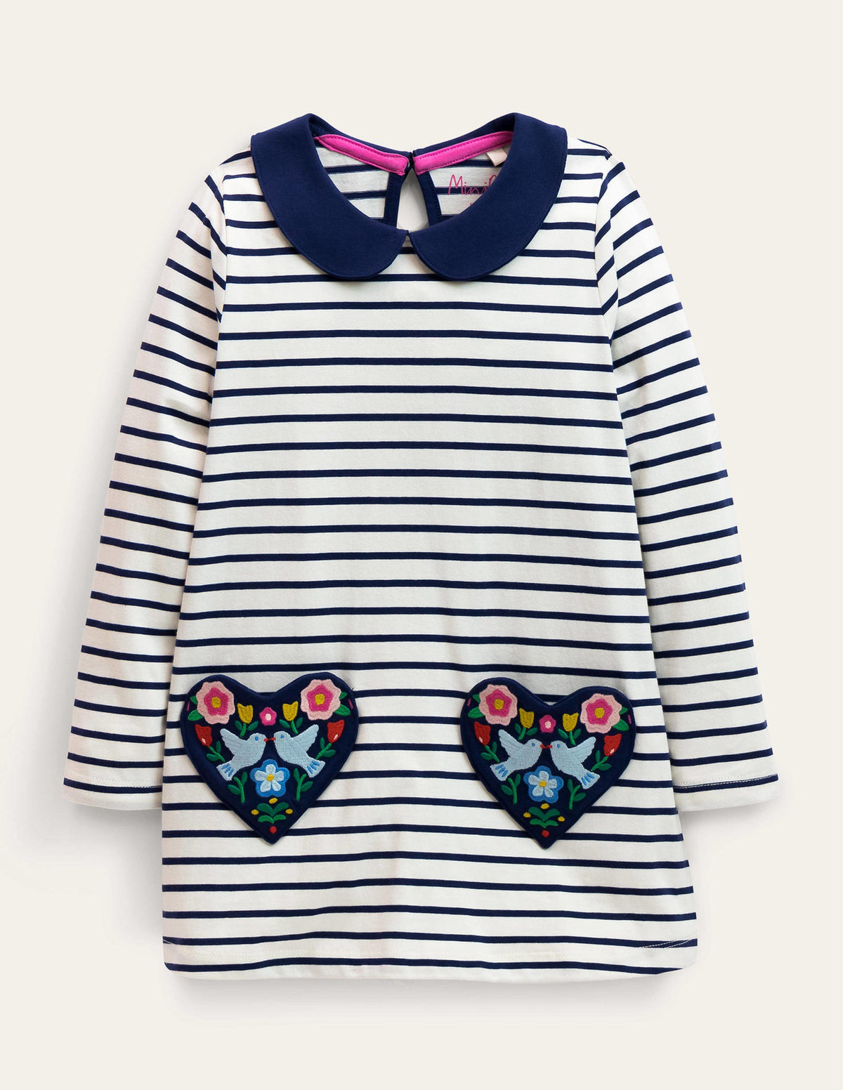 Jersey Pocket Tunic-Ivory/College Navy Birds-1