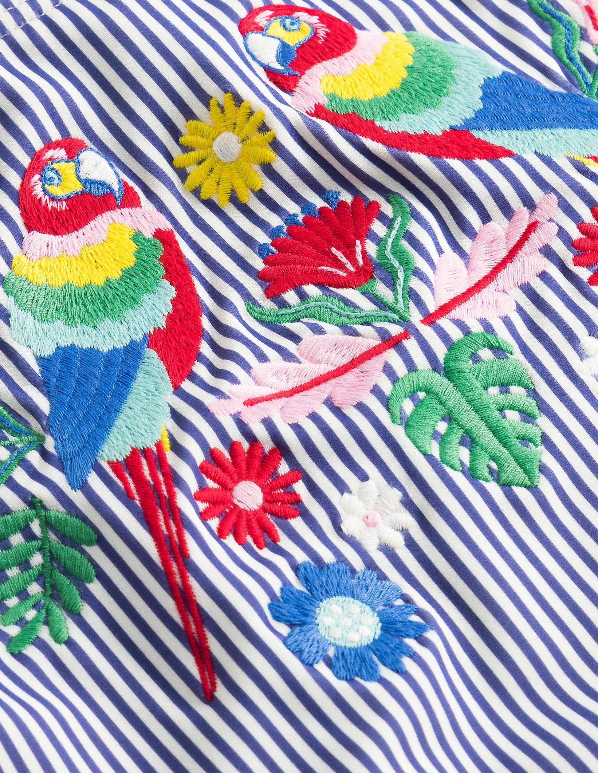 Embroidered Swimsuit-Starboard Ivory Stripe, Parrot-3