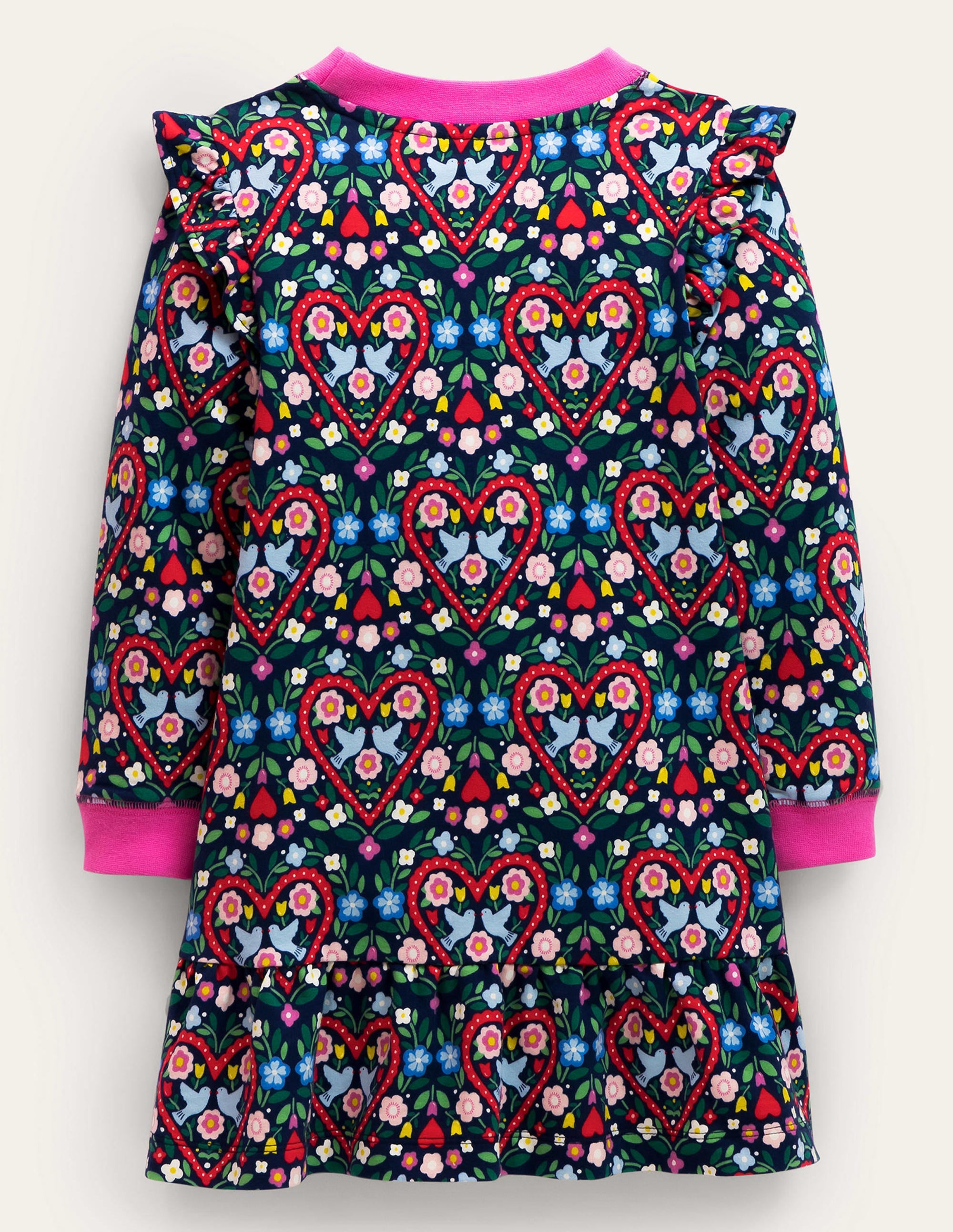 Cosy Sweat Dress-College Navy Folk Hearts - Image 2
