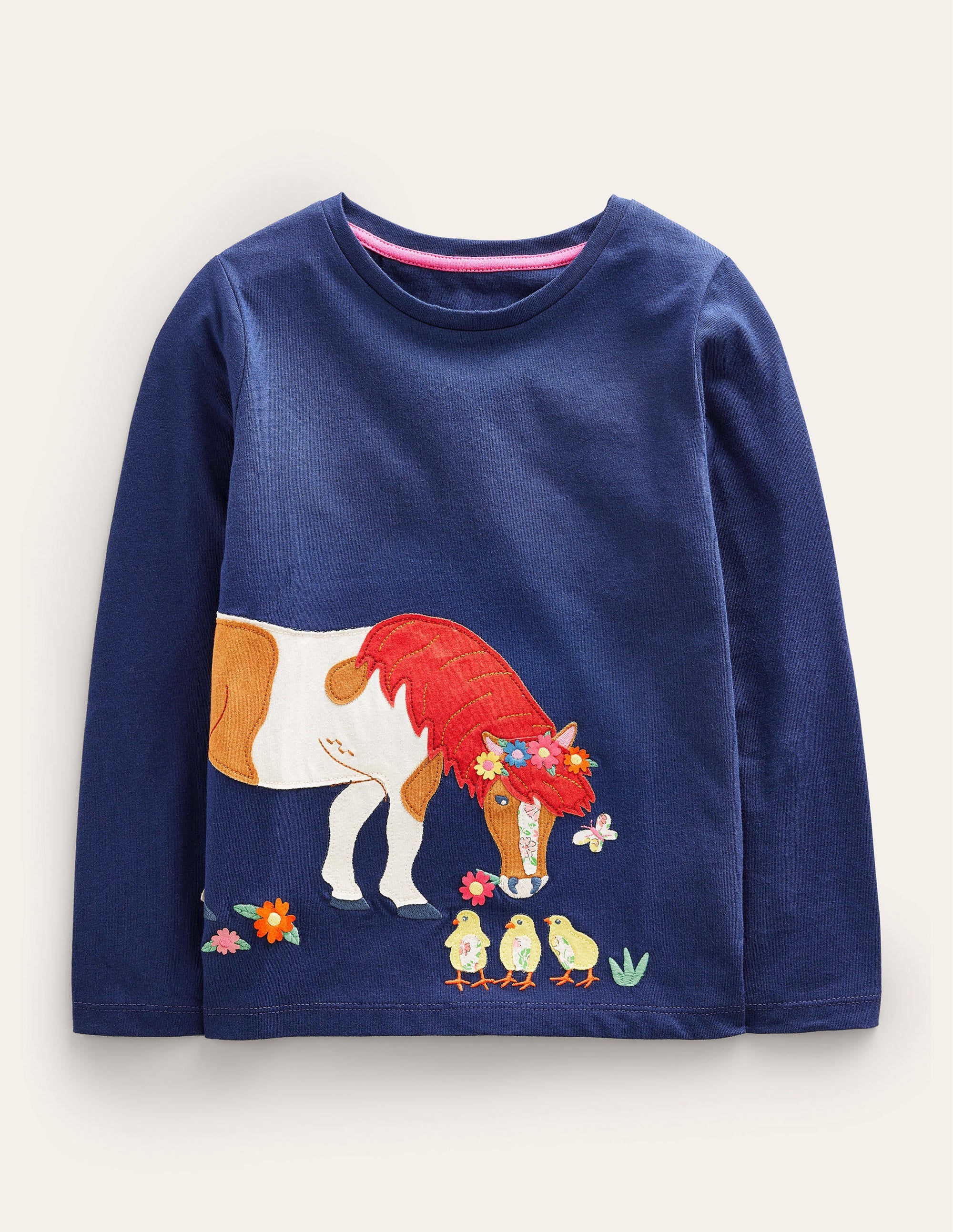 Long Sleeve Appliqué Top-Starboard Blue Horse - Image 1
