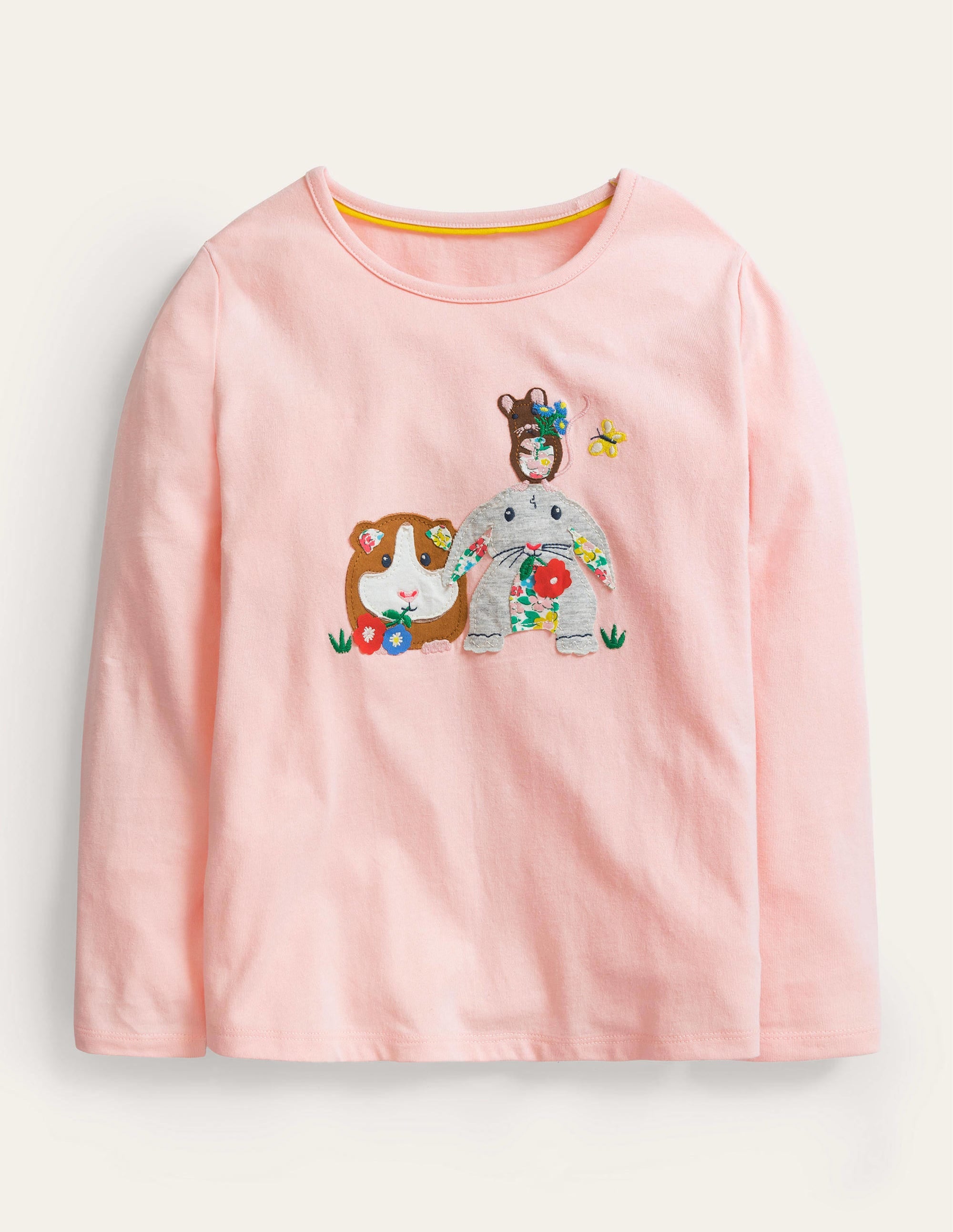 Long Sleeve Appliqué Top-Pink Guinea Pig - Image 1