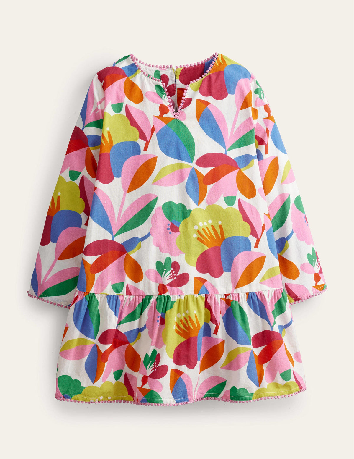 Long-sleeved Printed Kaftan-Ivory, Multi Fabulous Floral-1