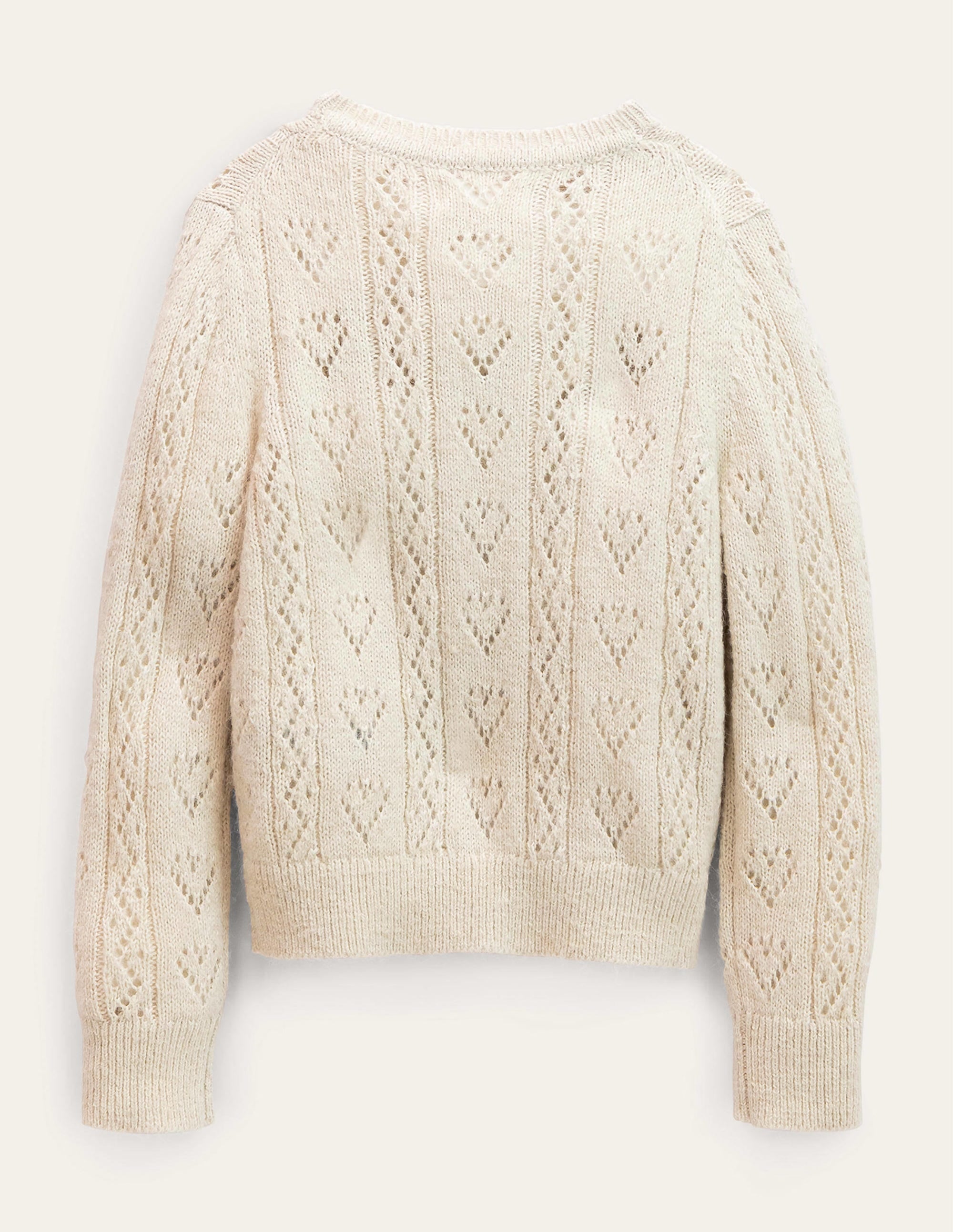 Pointelle Heart Cardigan-Ecru Marl - Image 2
