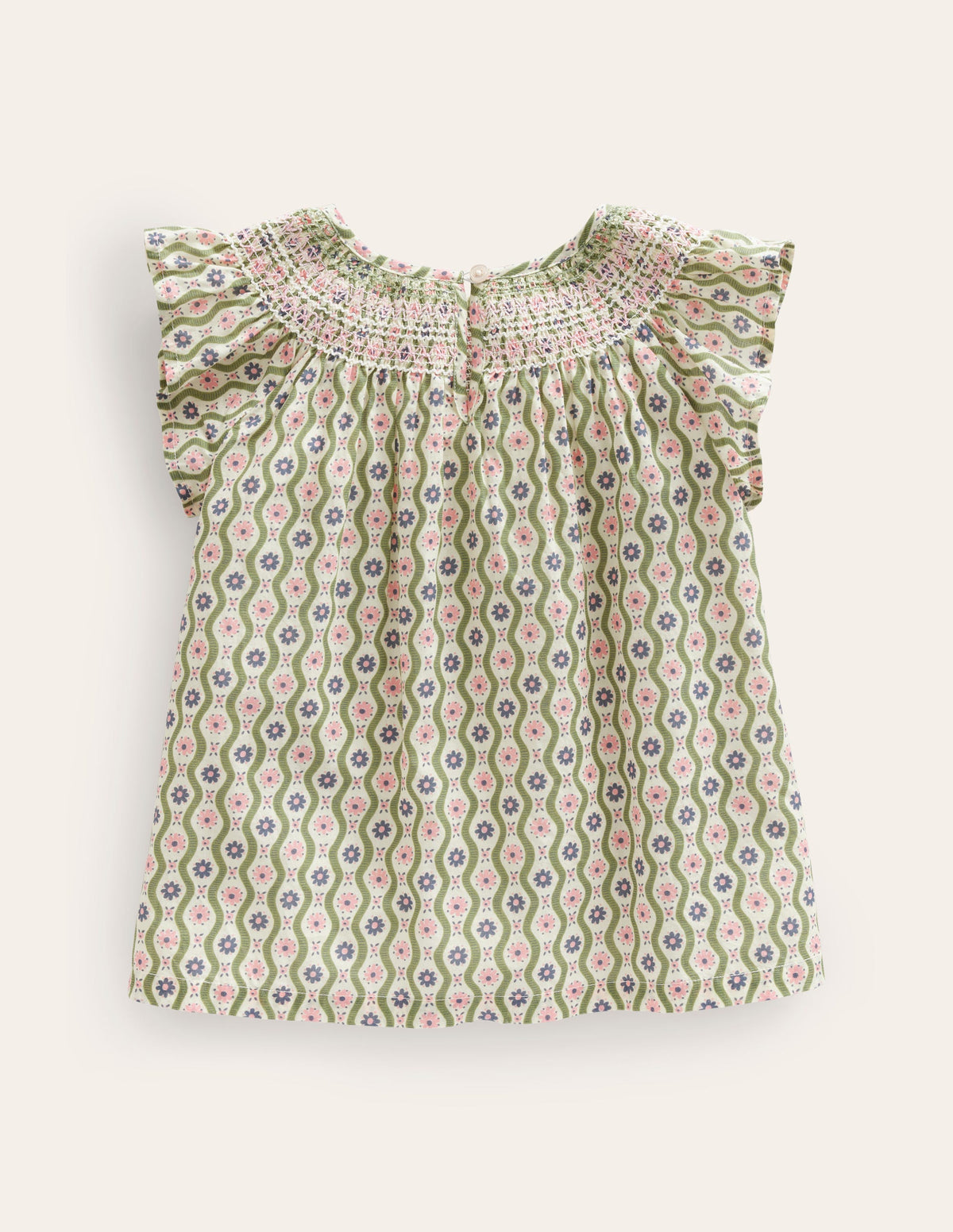Woven Smocked Top-Vanilla Pod Daisy Wave - Image 2