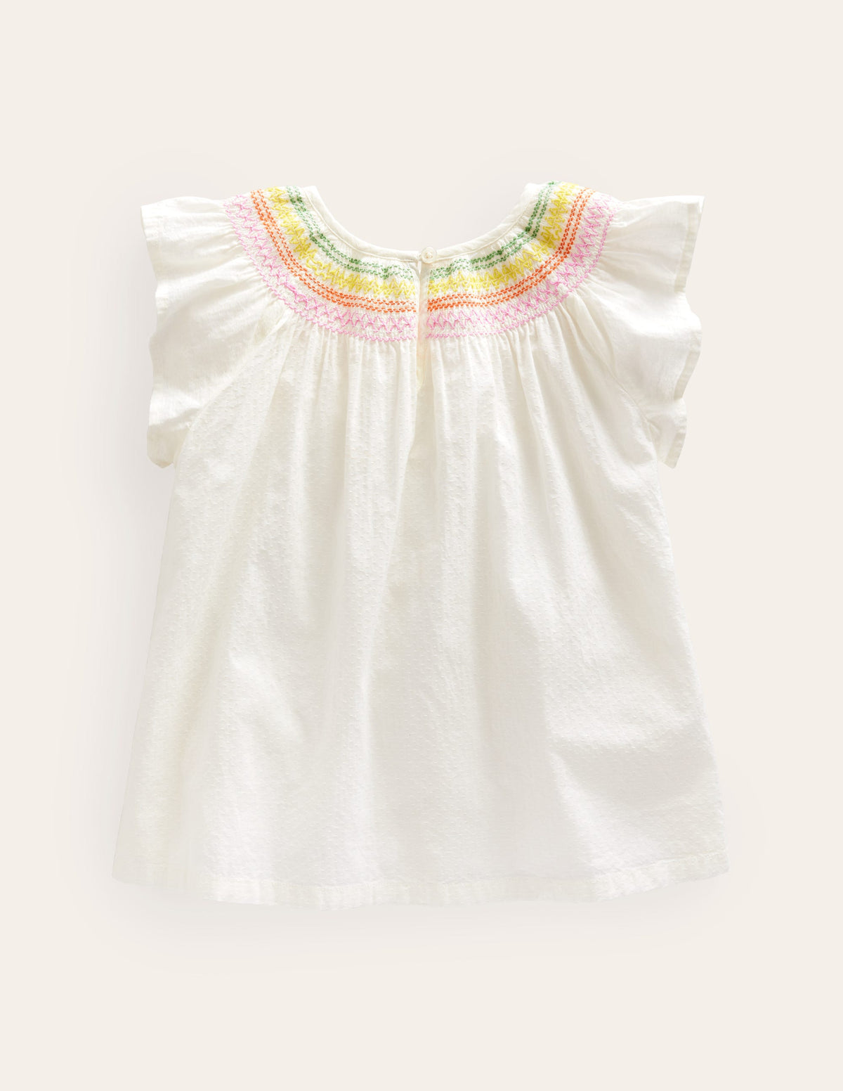 Woven Smocked Top-Ivory Rainbow Smocking-2