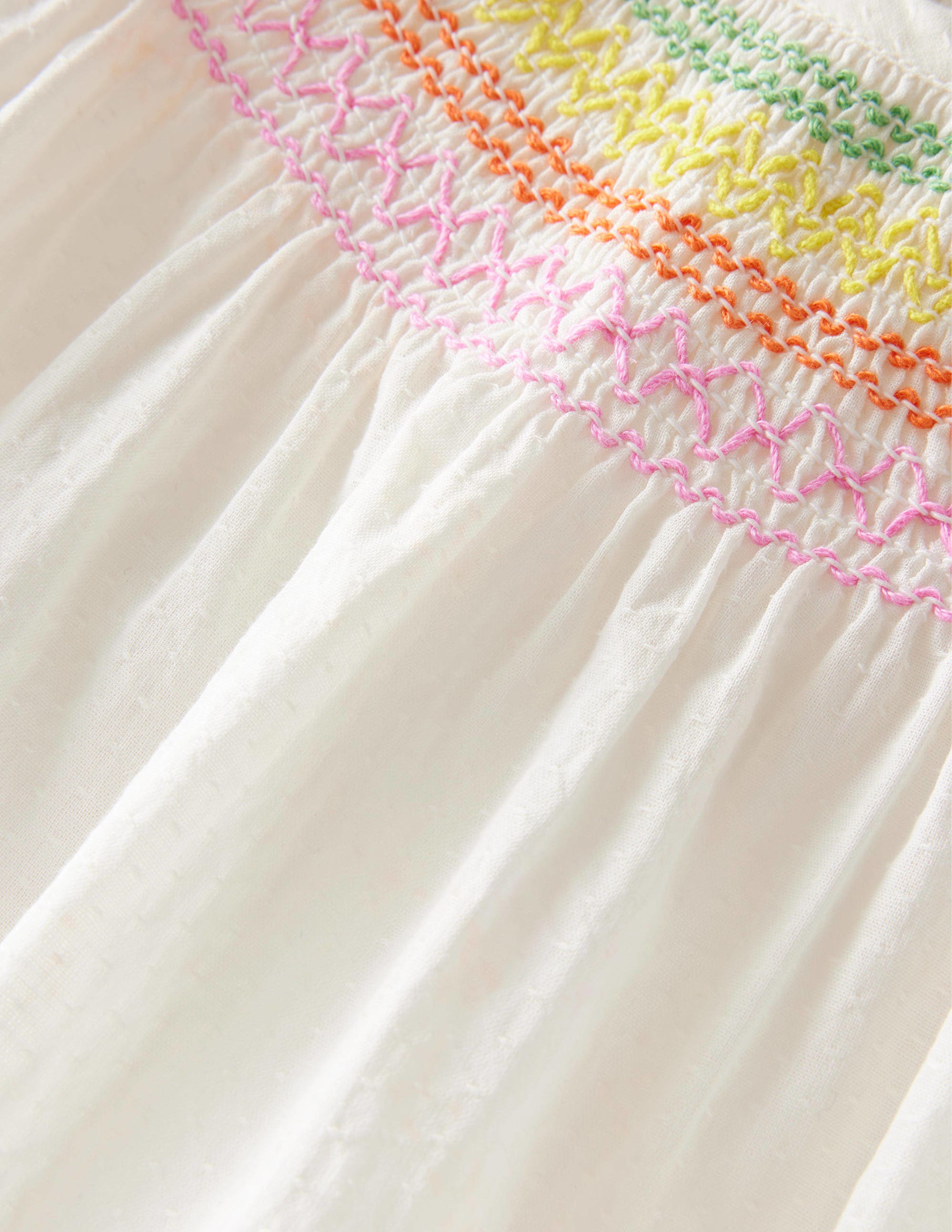 Woven Smocked Top-Ivory Rainbow Smocking - Image 3