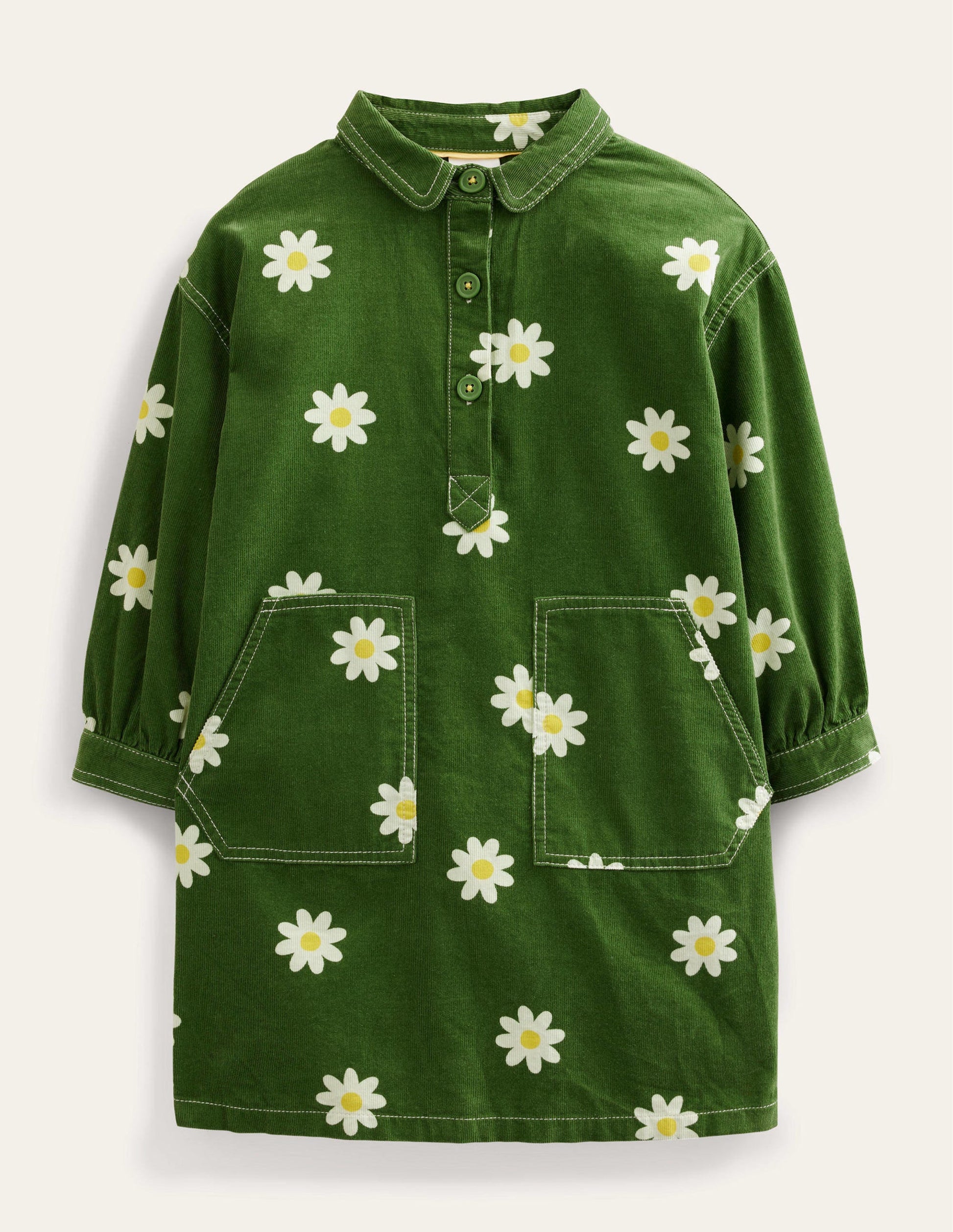 Utility Dress-Safari Green Daisy Stamp-1
