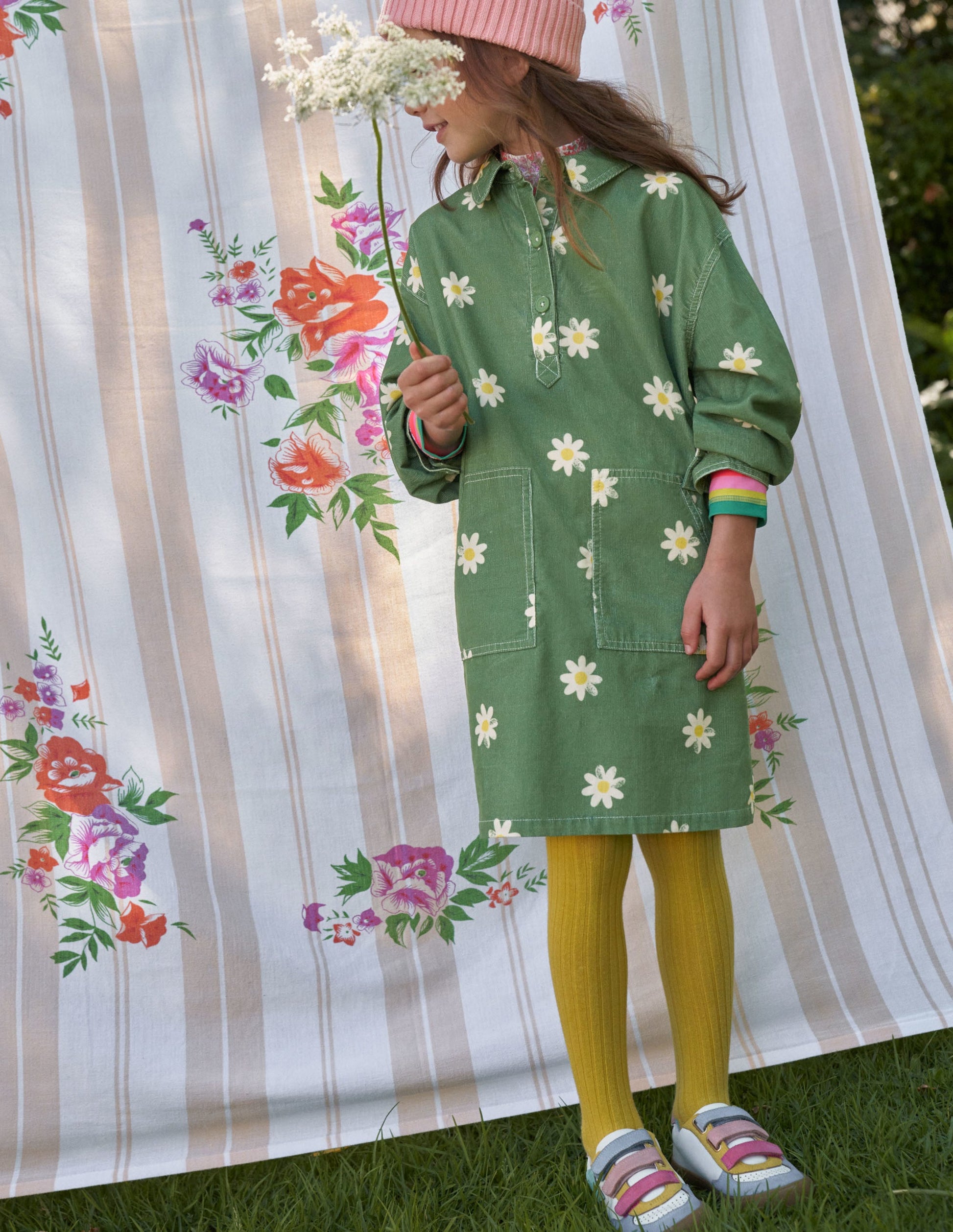 Utility Dress-Safari Green Daisy Stamp-5