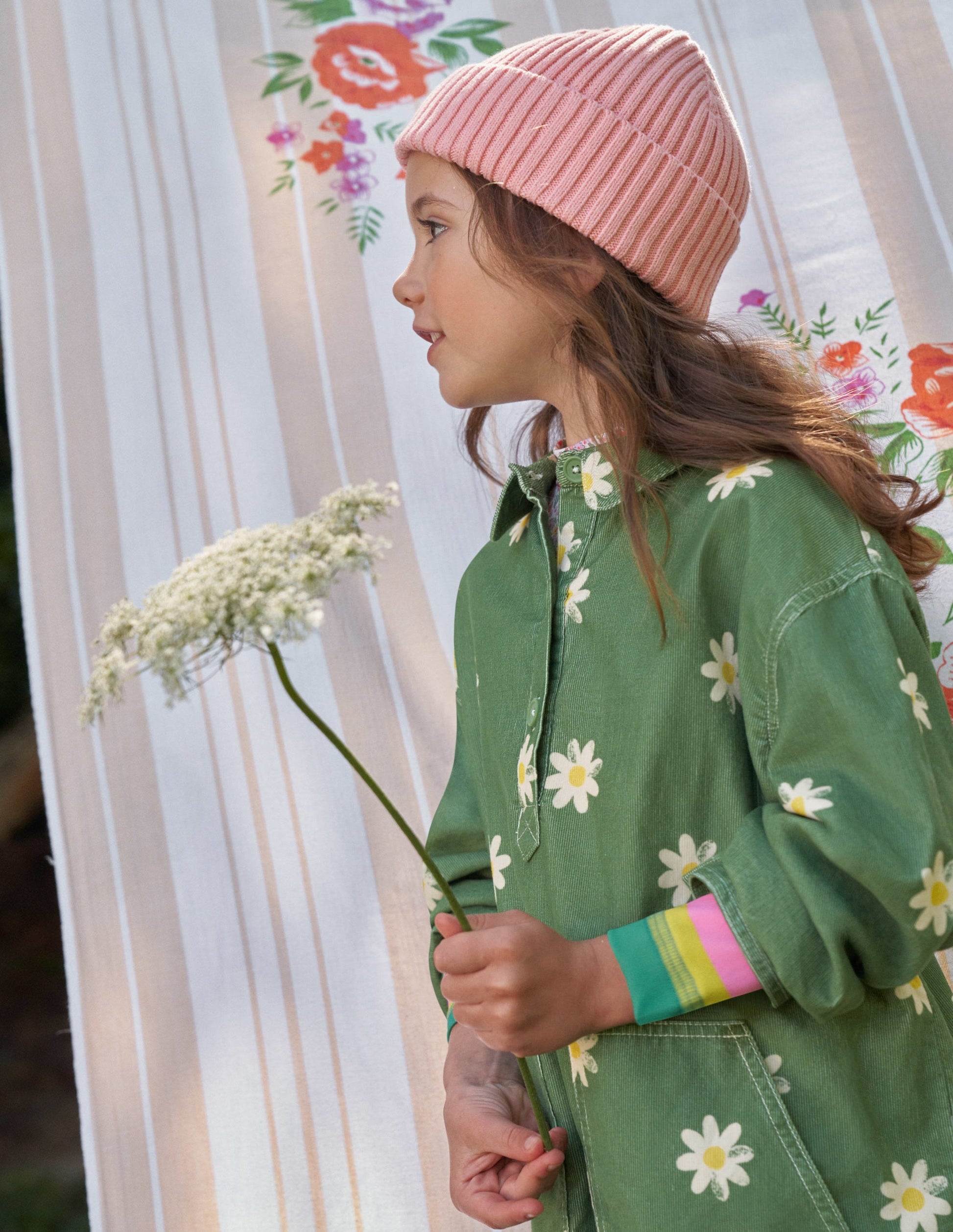 Utility Dress-Safari Green Daisy Stamp-6