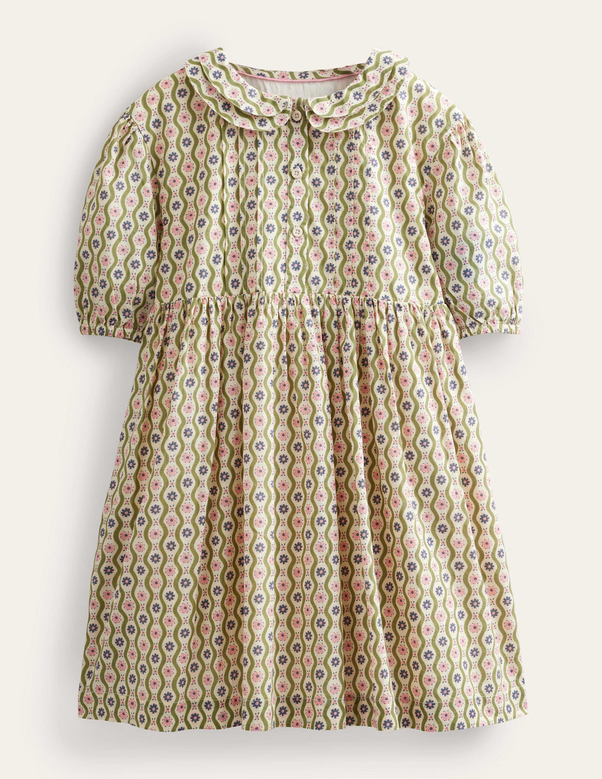 Printed Tea Dress-Vanilla Pod Daisy Wave - Image 1