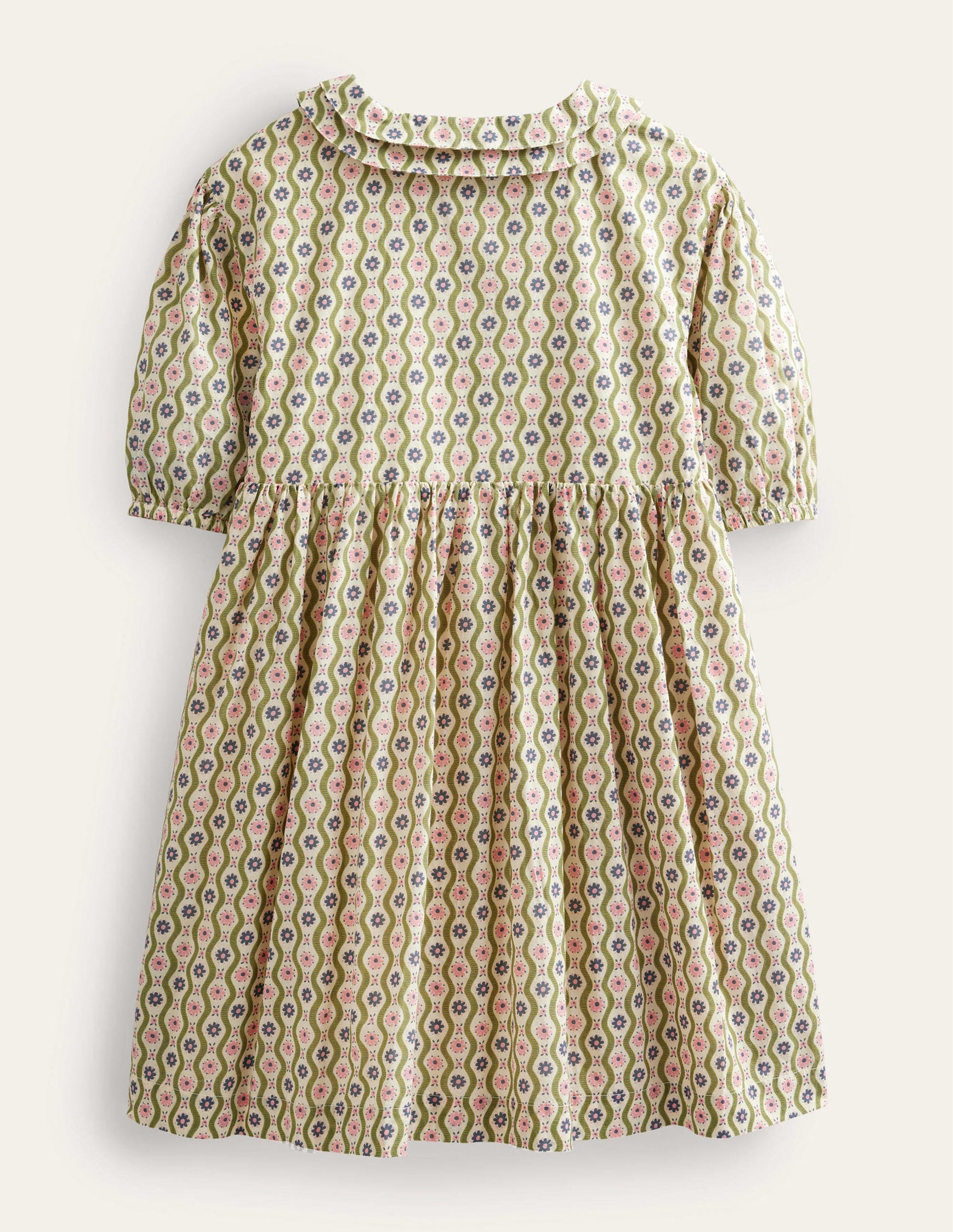 Printed Tea Dress-Vanilla Pod Daisy Wave-2