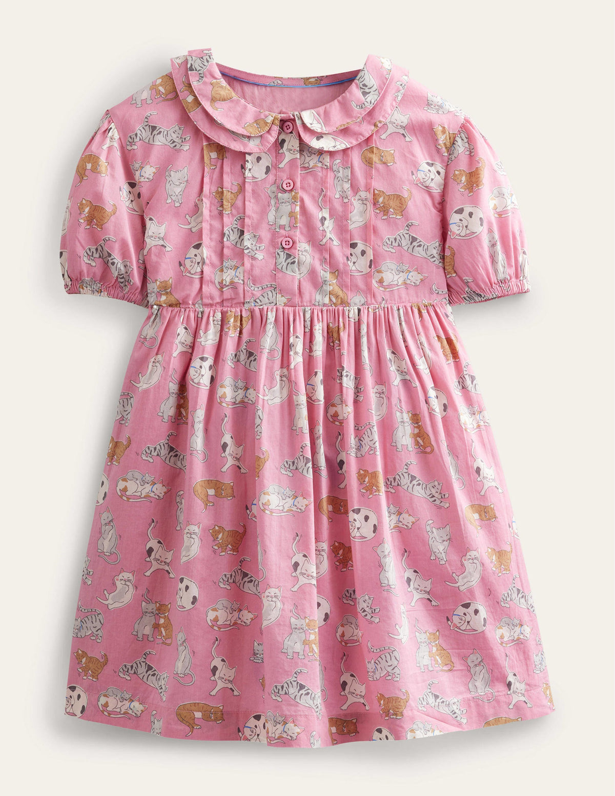 Printed Tea Dress-Formica Pink Cats - Image 1