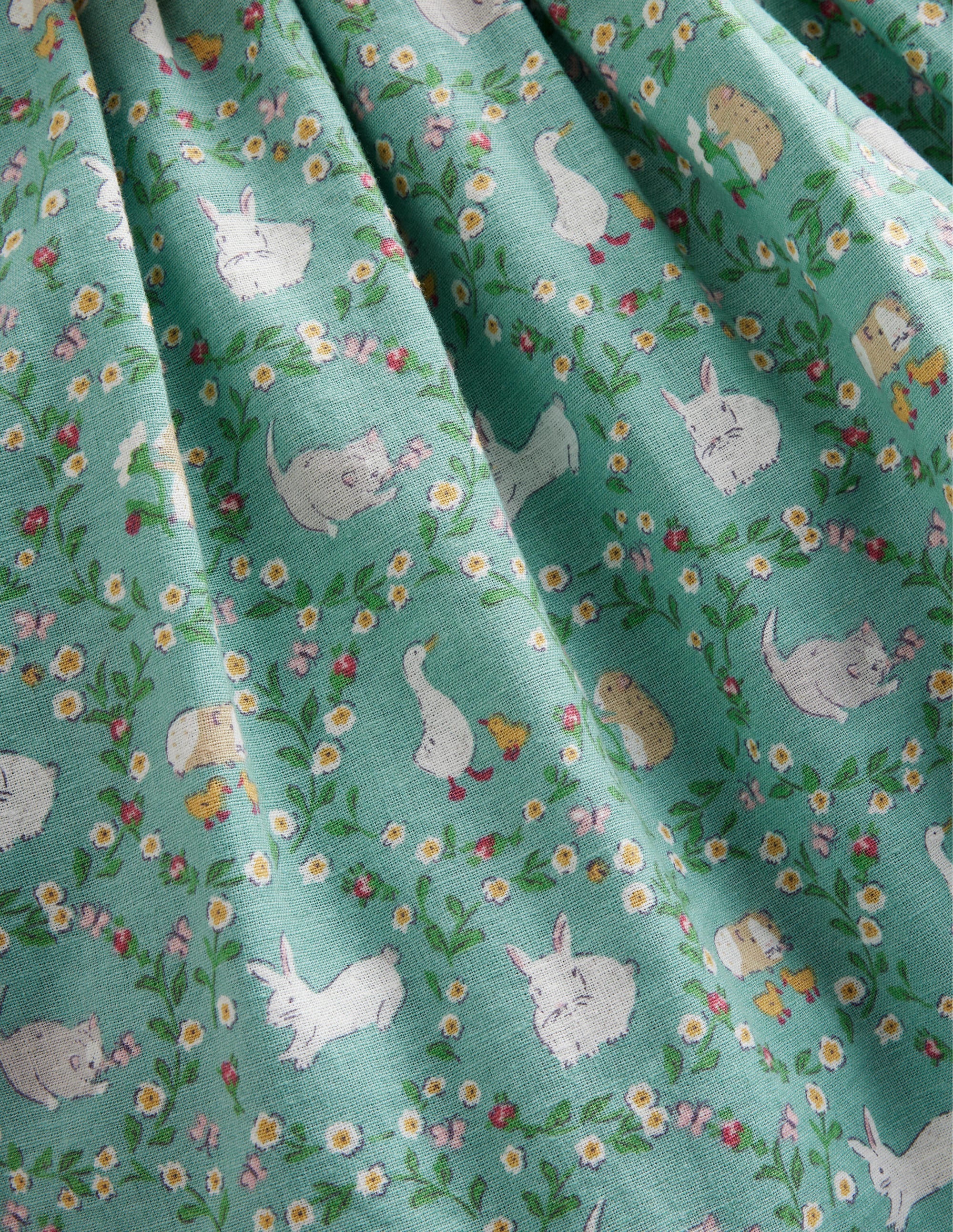Cotton Linen Vintage Dress-Hot Spring Bunnies - Image 3
