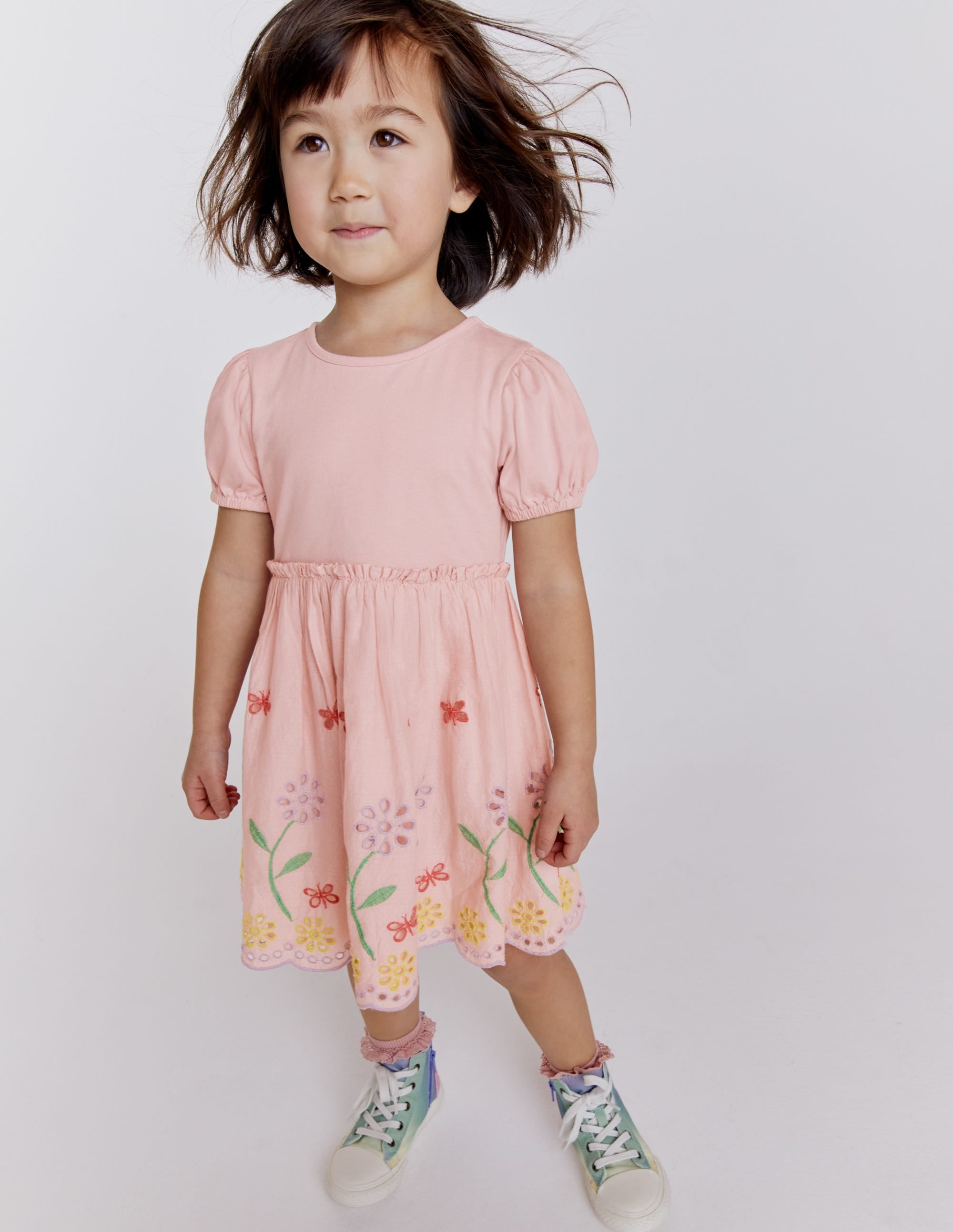 Broderie Twirly Dress-Pale Pink - Image 4