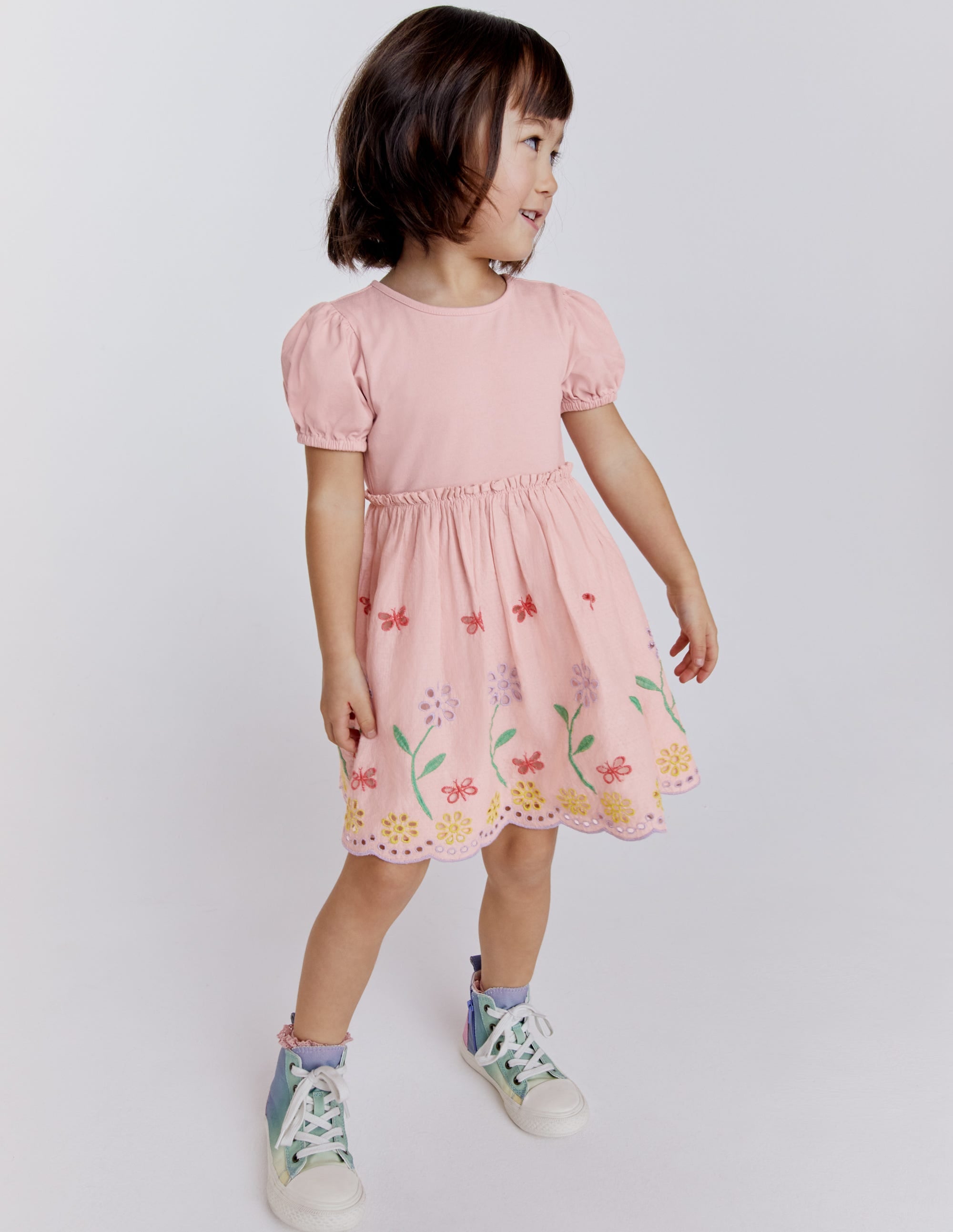 Broderie Twirly Dress-Pale Pink - Image 5
