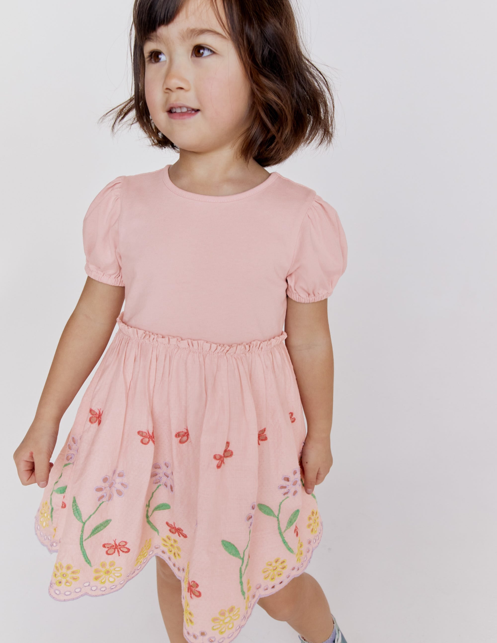 Broderie Twirly Dress-Pale Pink - Image 6