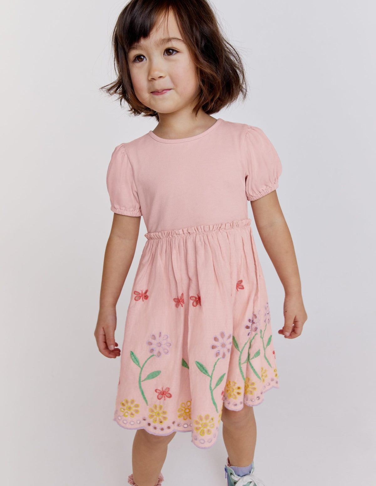 Broderie Twirly Dress-Pale Pink - Image 7
