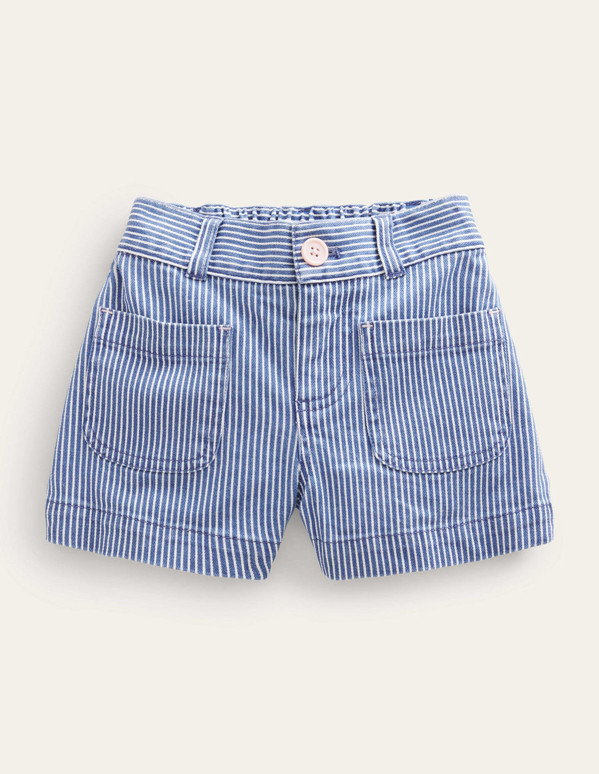 Patch Pocket Shorts-Indigo Ticking - Image 1