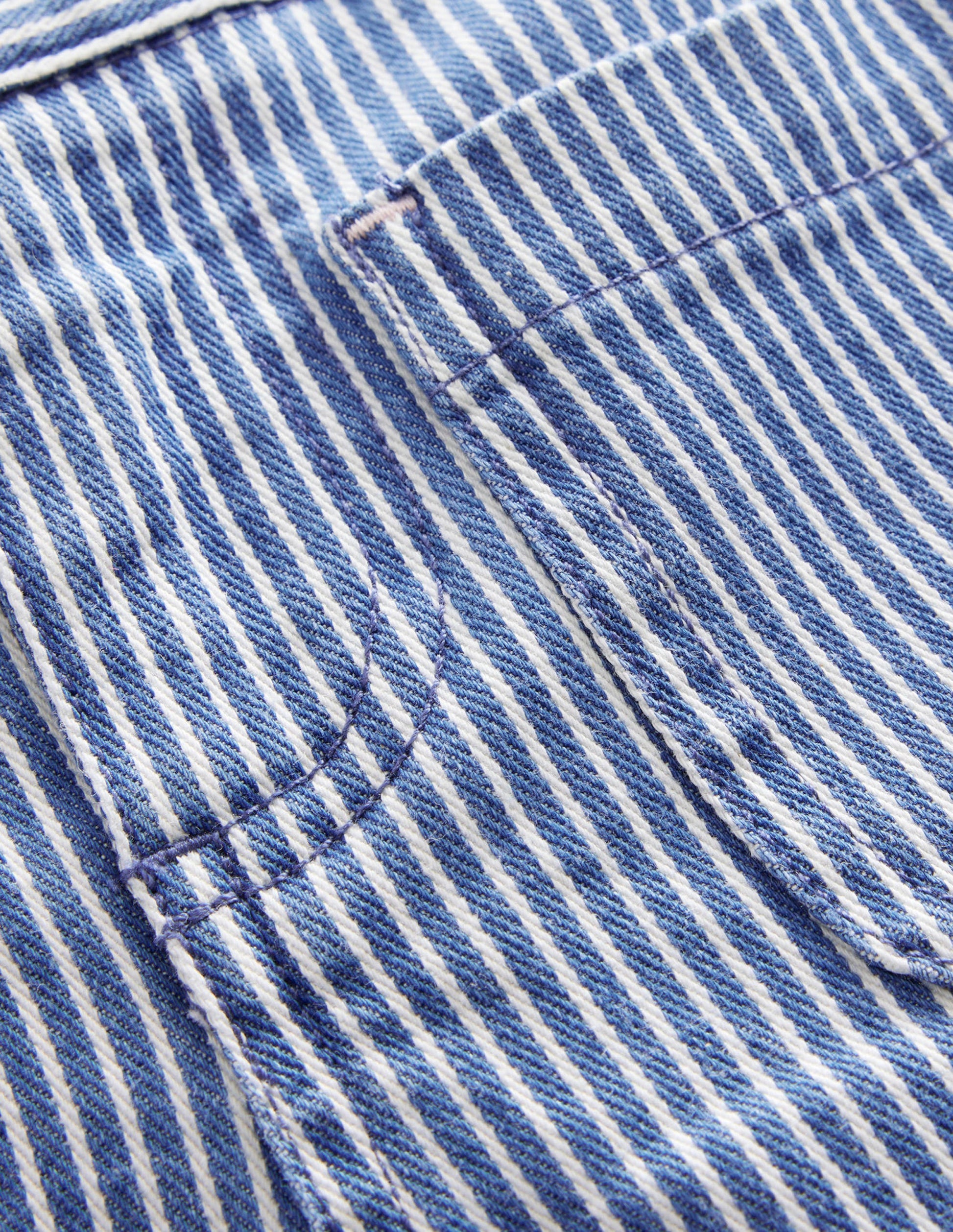 Patch Pocket Shorts-Indigo Ticking-3