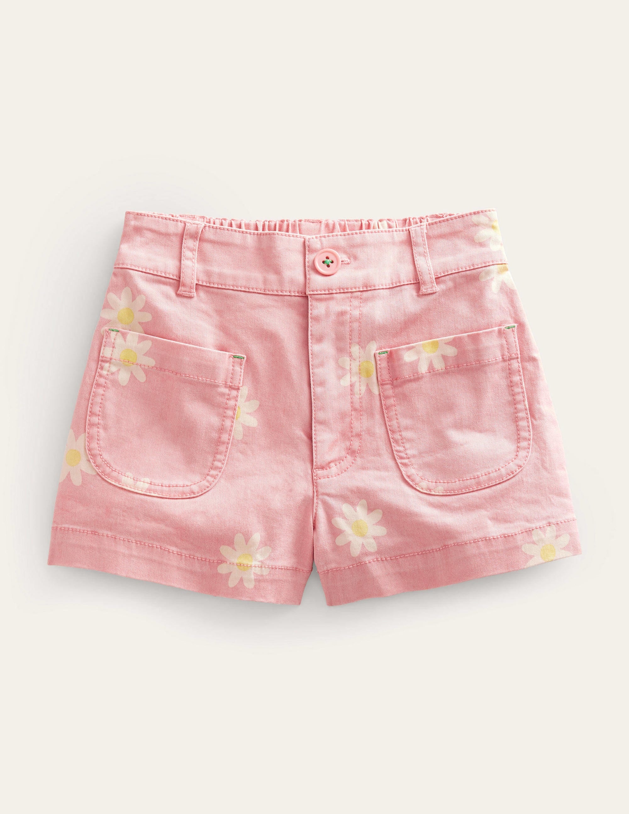 Patch Pocket Shorts-Pink Daisy Stamp - Image 1