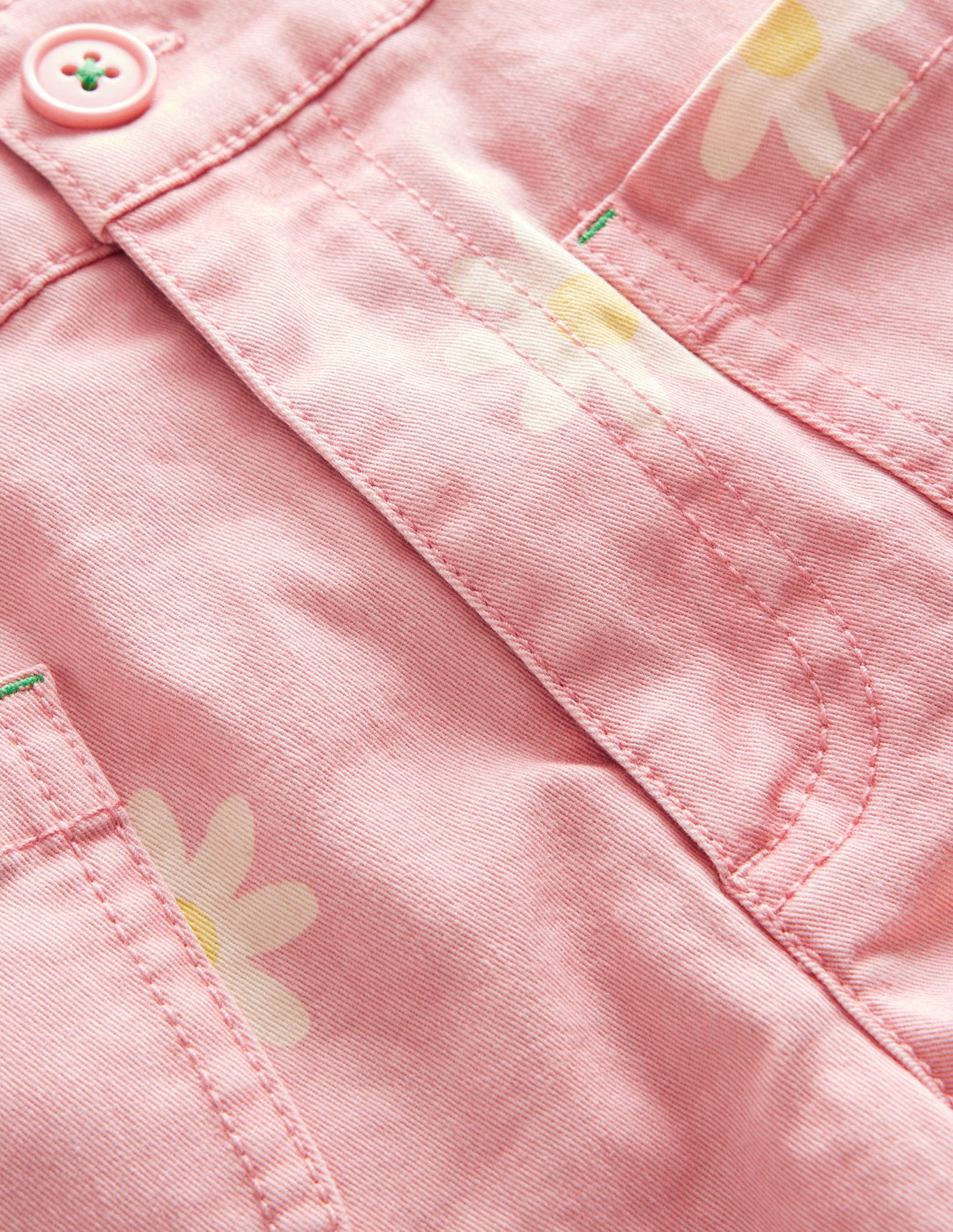 Patch Pocket Shorts-Pink Daisy Stamp-3