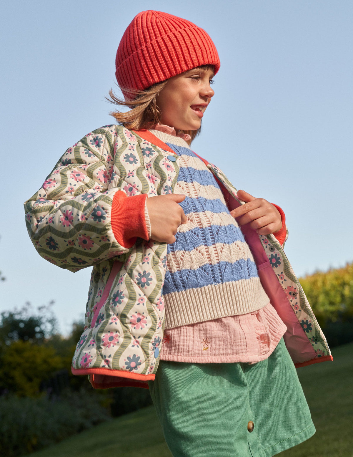 Quilted Bomber Jacket-Vanilla Pod Large Daisy Wave - Image 5