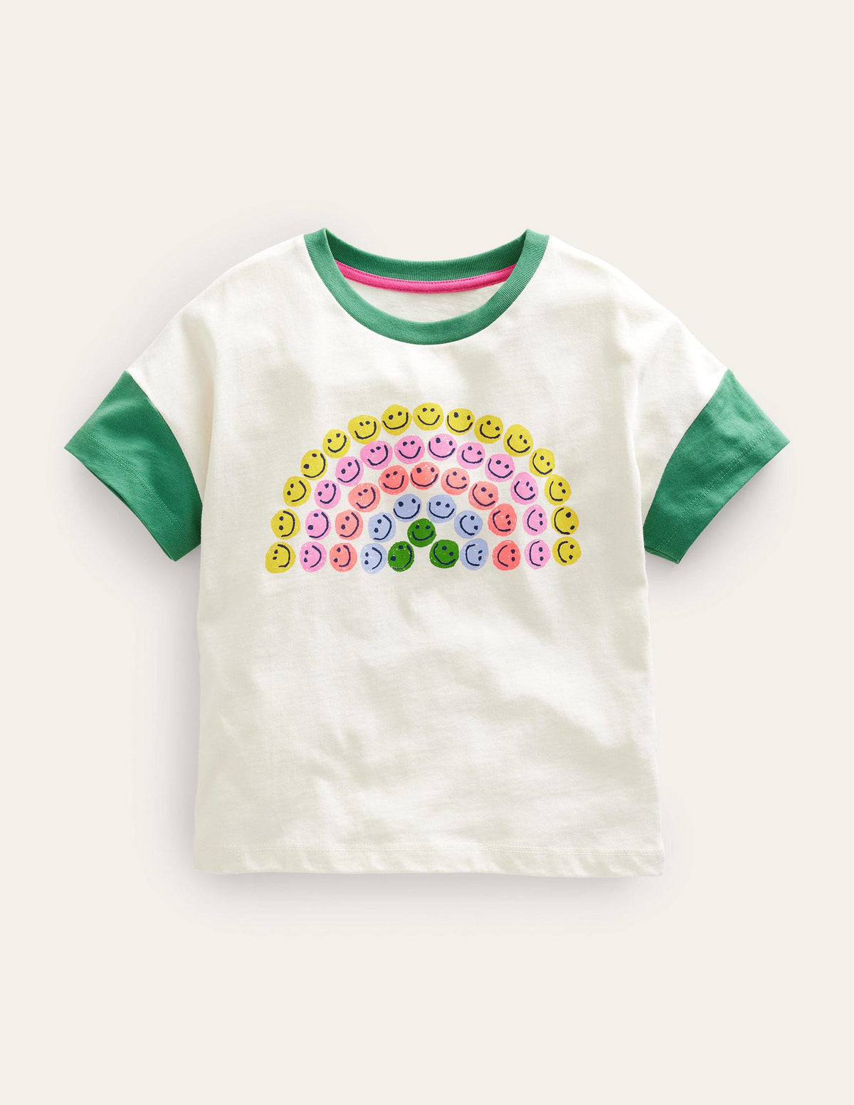Printed Graphic T-shirt-Mountain Green Rainbow-1