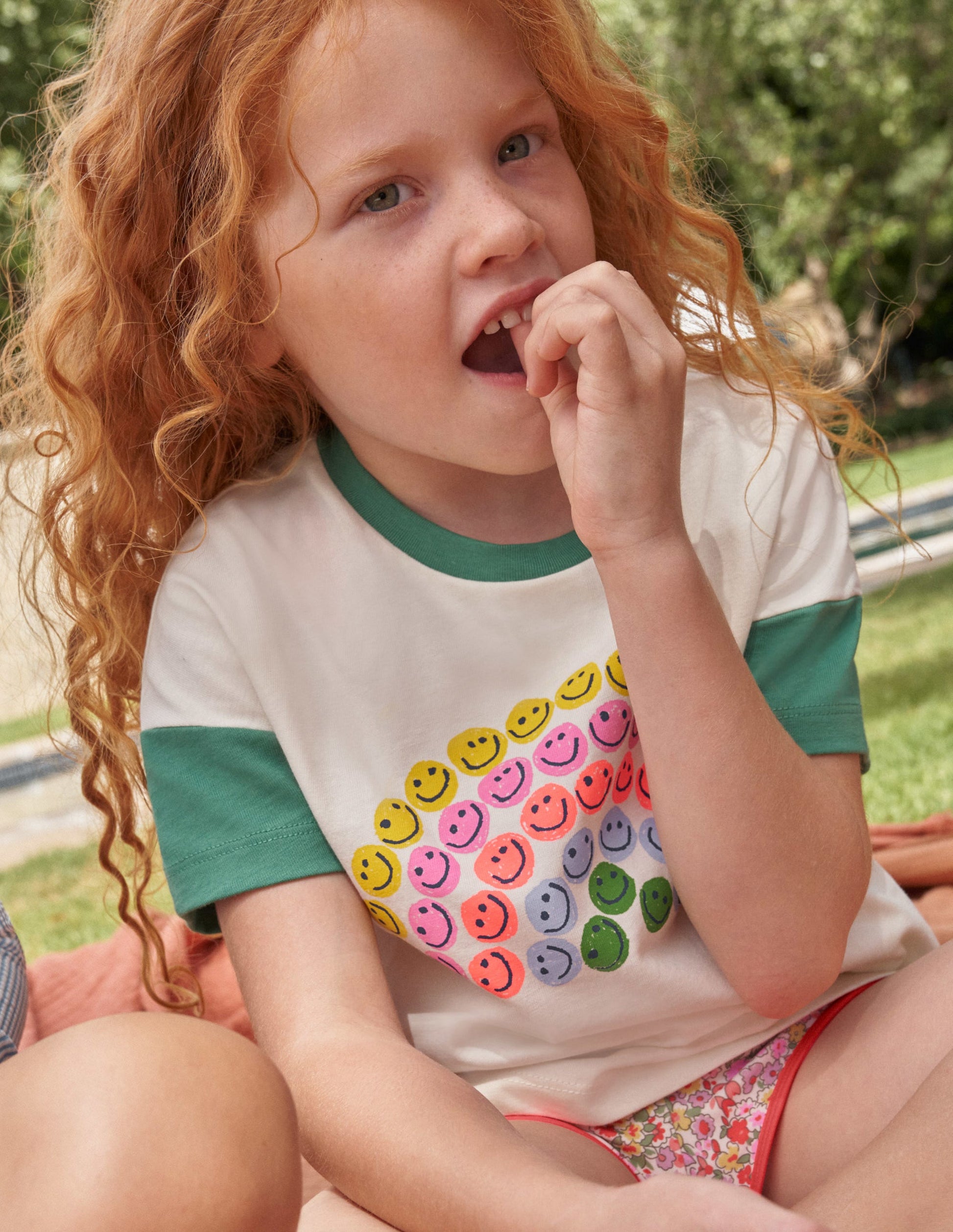 Printed Graphic T-shirt-Mountain Green Rainbow-5