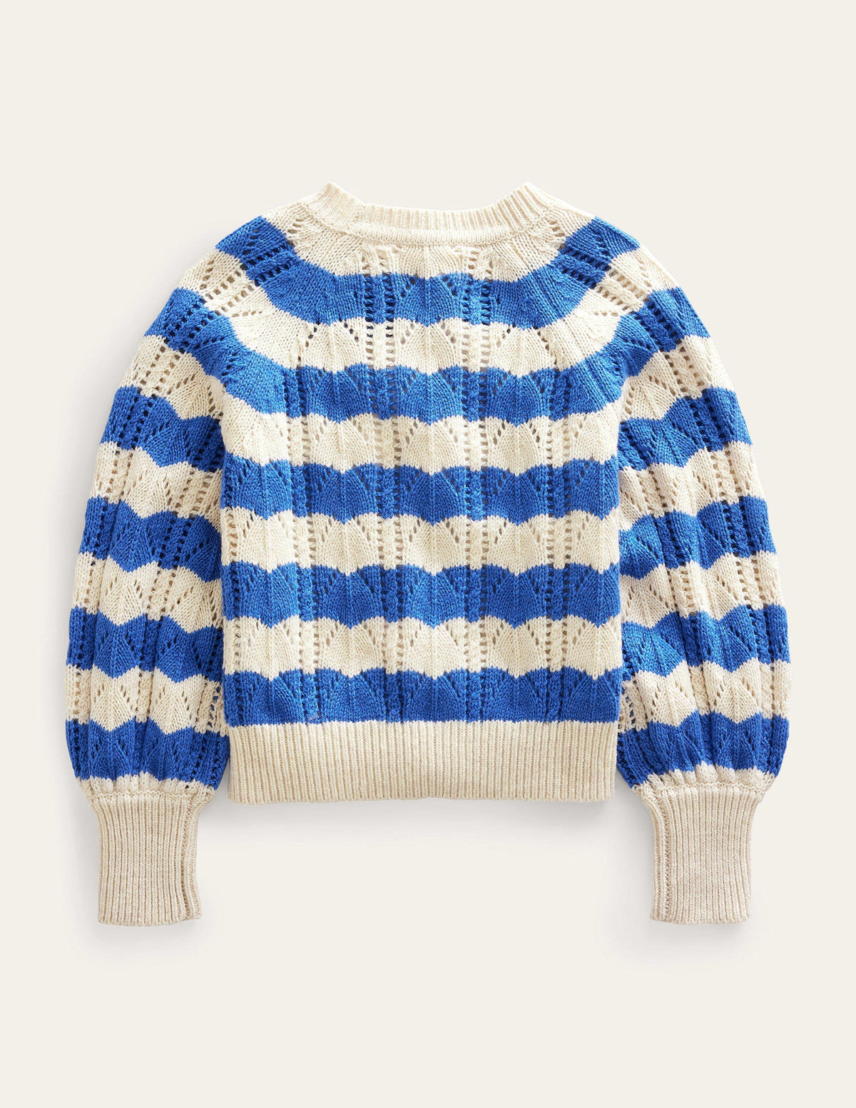 Volume Sleeve Texture Sweater-Blue Stripe - Image 2