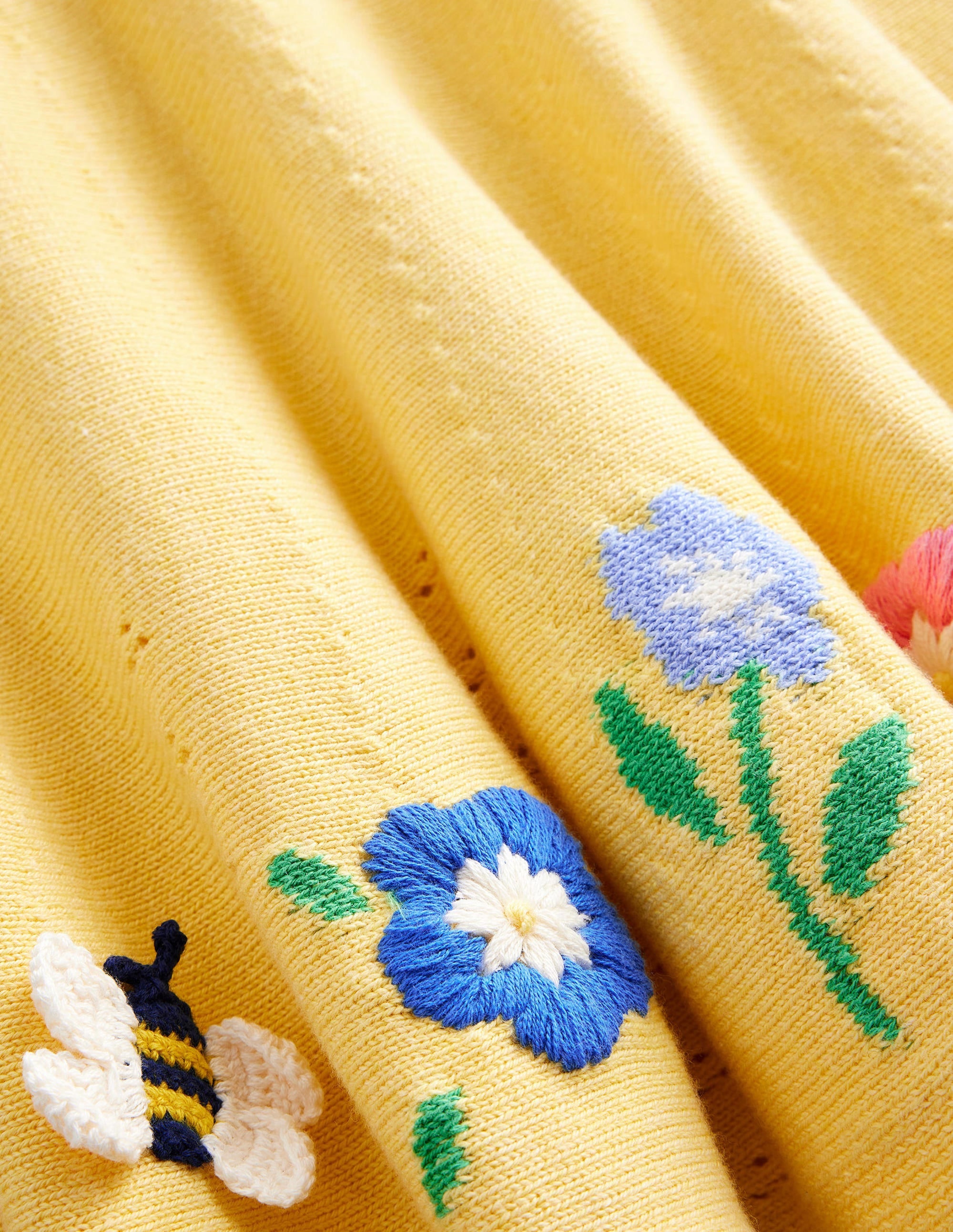 Embroidered Knitted Skirt-Soft Lemon - Image 3