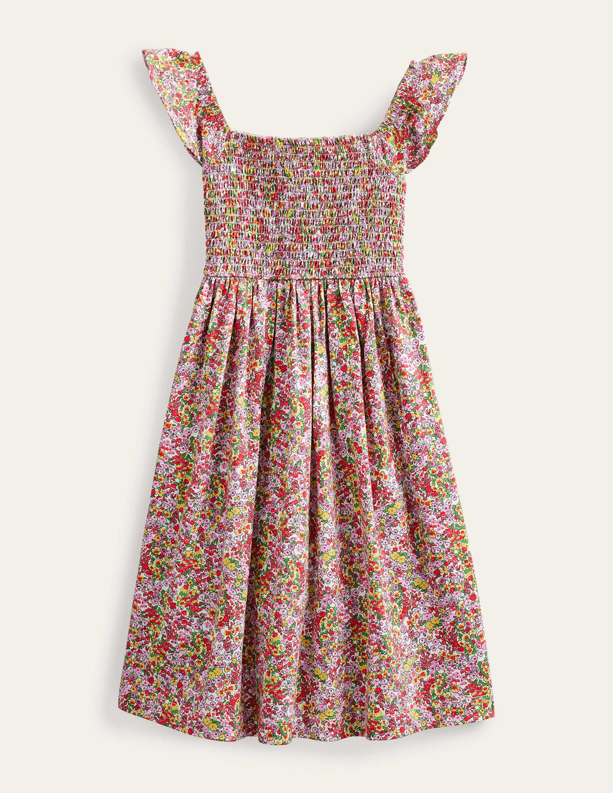 Shirred Jersey Dress-Peach Punch Spring Time Floral-1