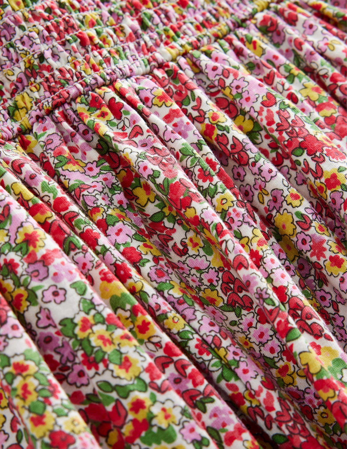 Shirred Jersey Dress-Peach Punch Spring Time Floral - Image 3