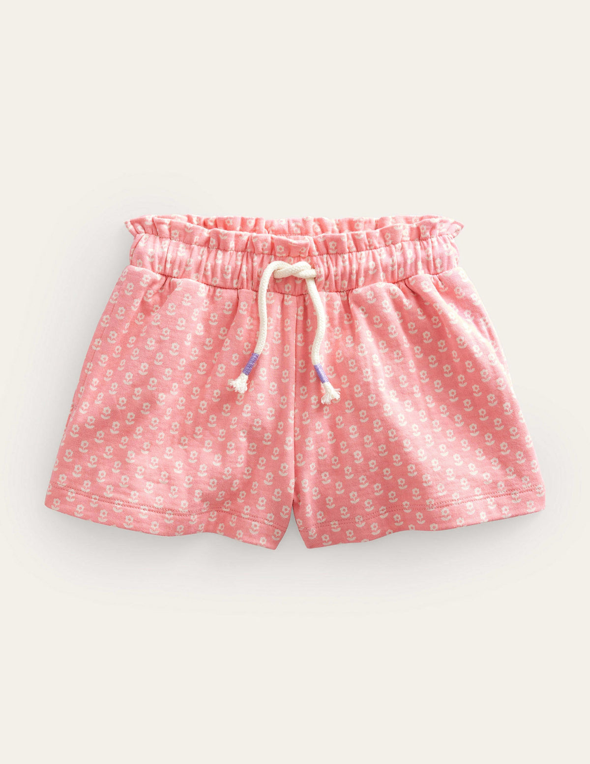 Ruffle Waist Sweat Shorts-Crab Apple Pink Floral-1