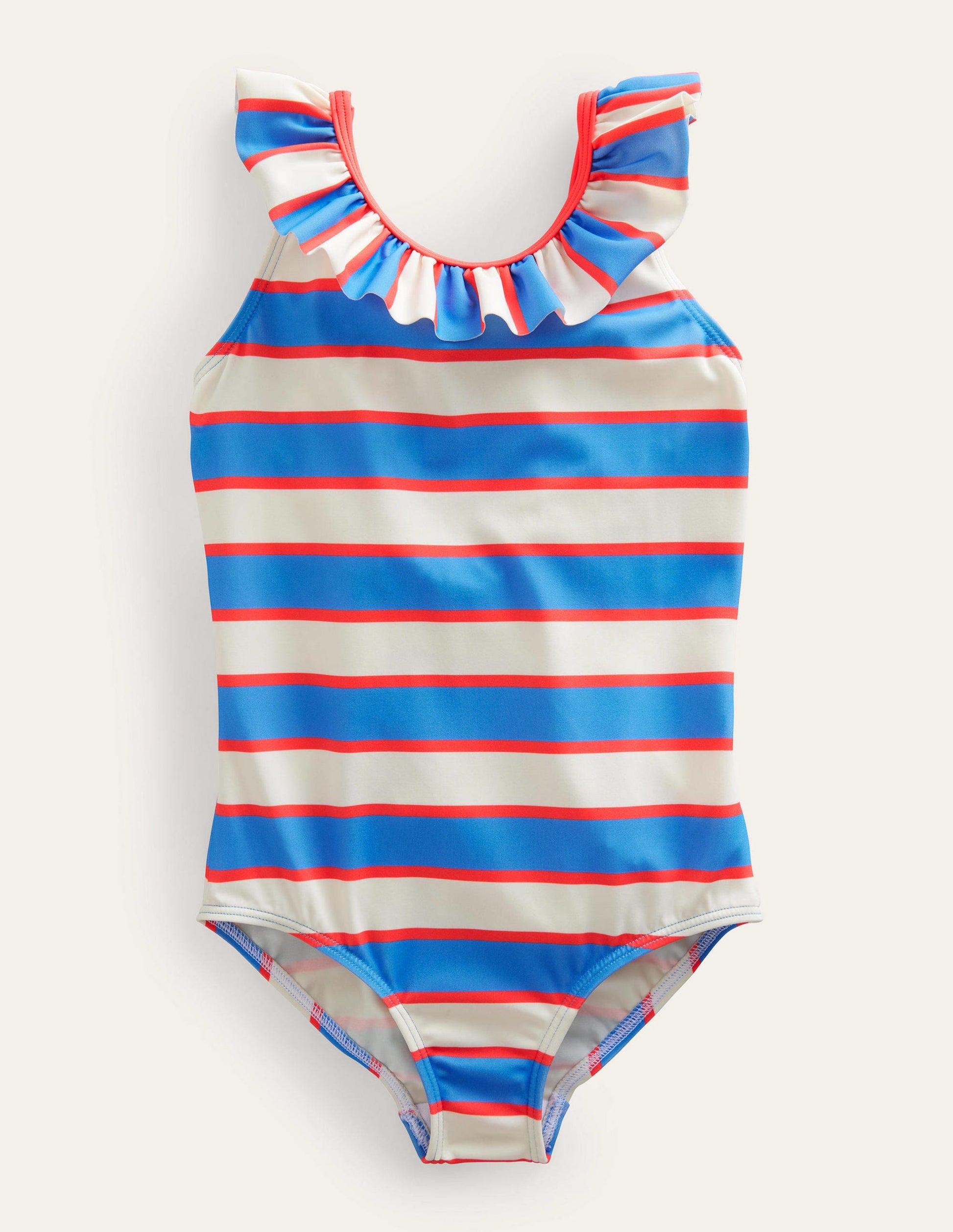 Frilly Swimsuit-Penzance Blue and Red Stripe-1