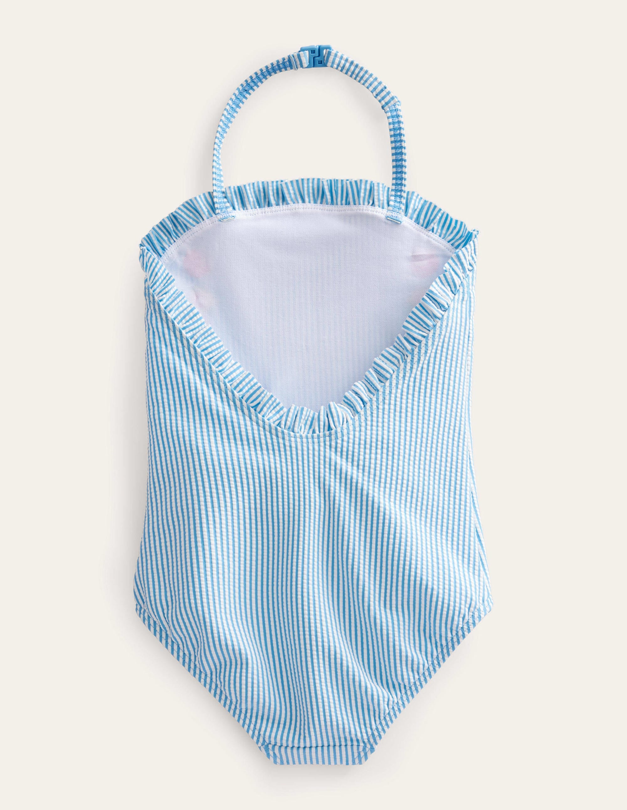 Bandeau Swimsuit-Ivory Surfboard Blue Stripe - Image 2