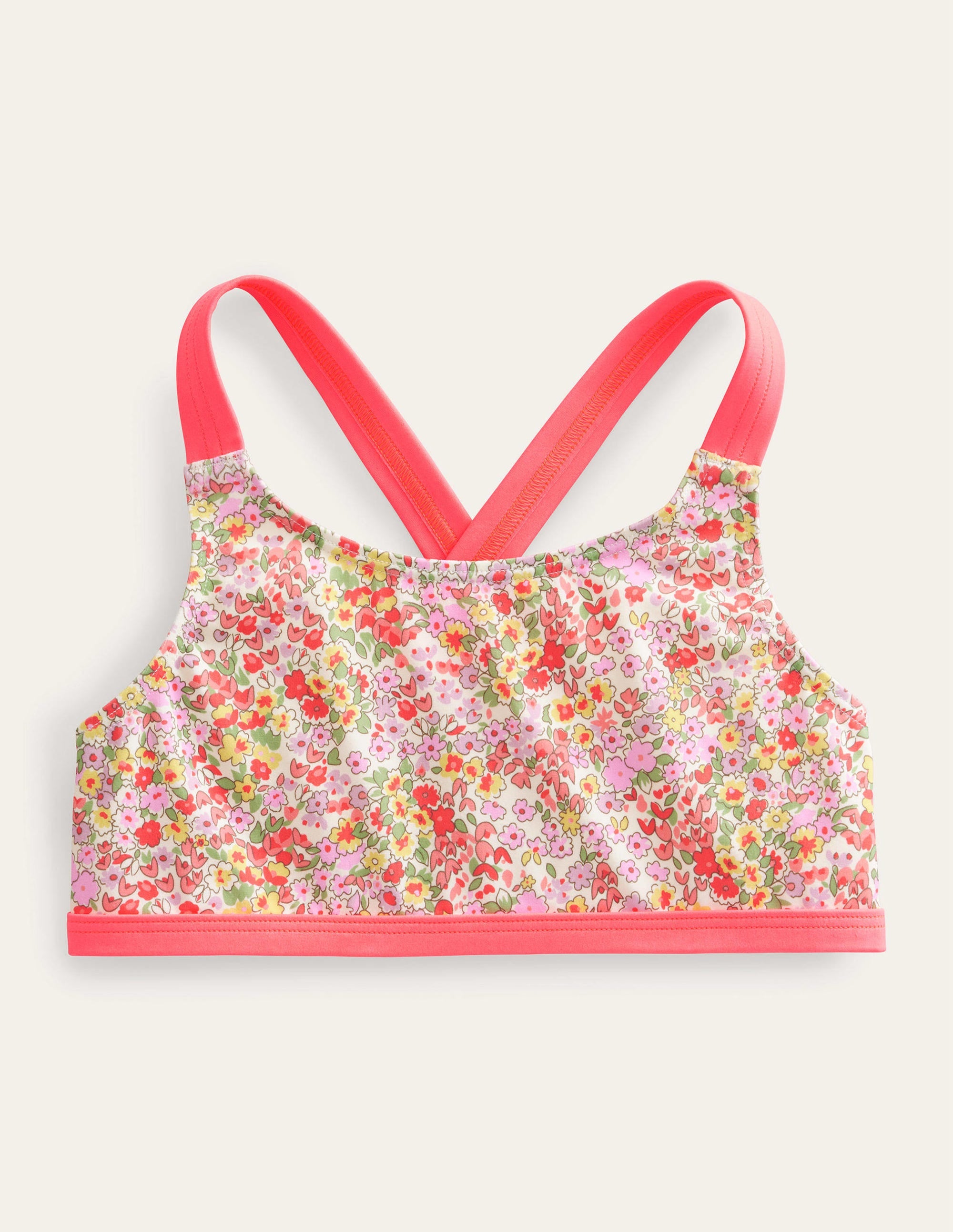 Cross Back Bikini Top-Vanilla Pod Spring Time Floral - Image 1