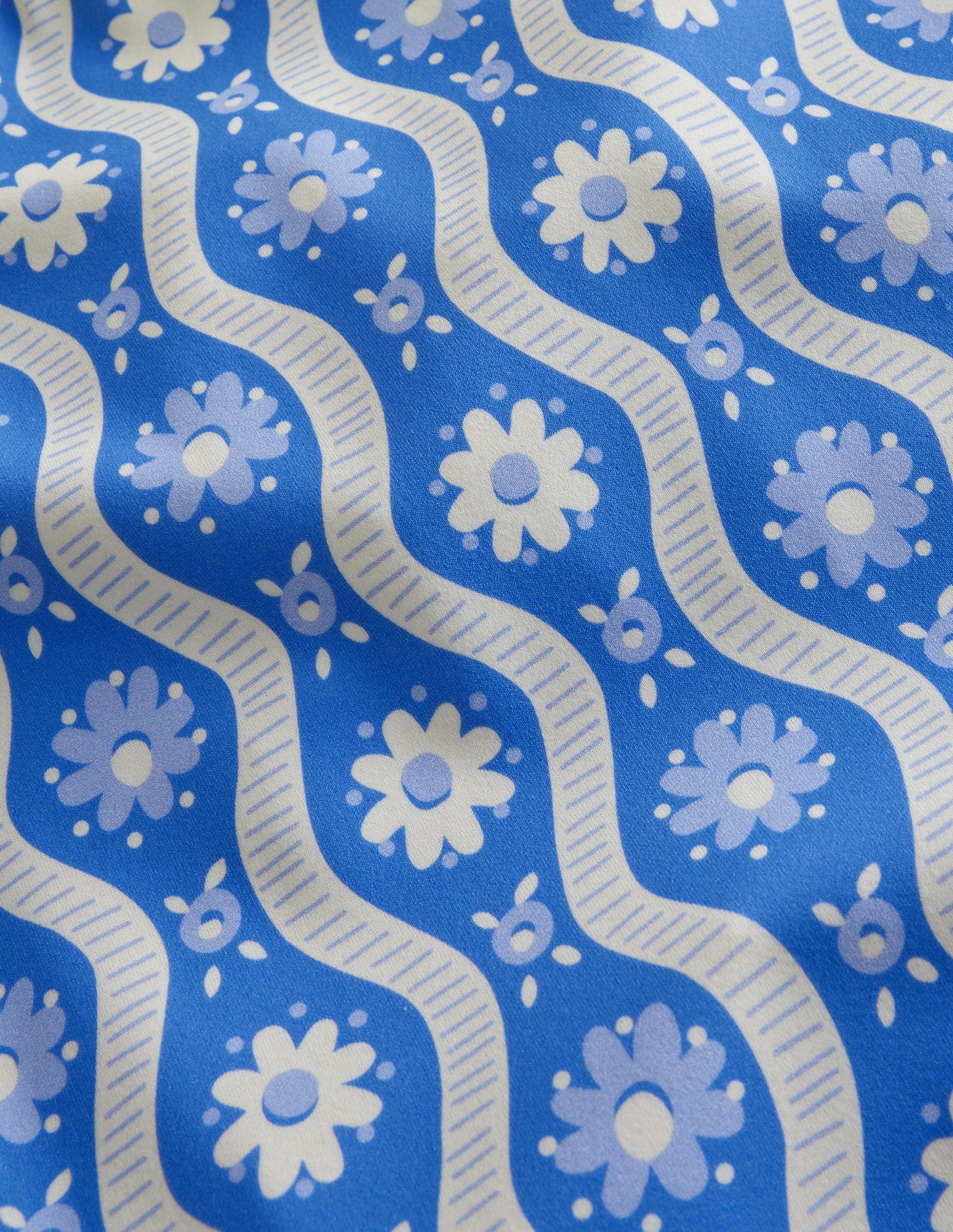 Cross Back Tankini Top-Penzance Blue Daisy Wave-3