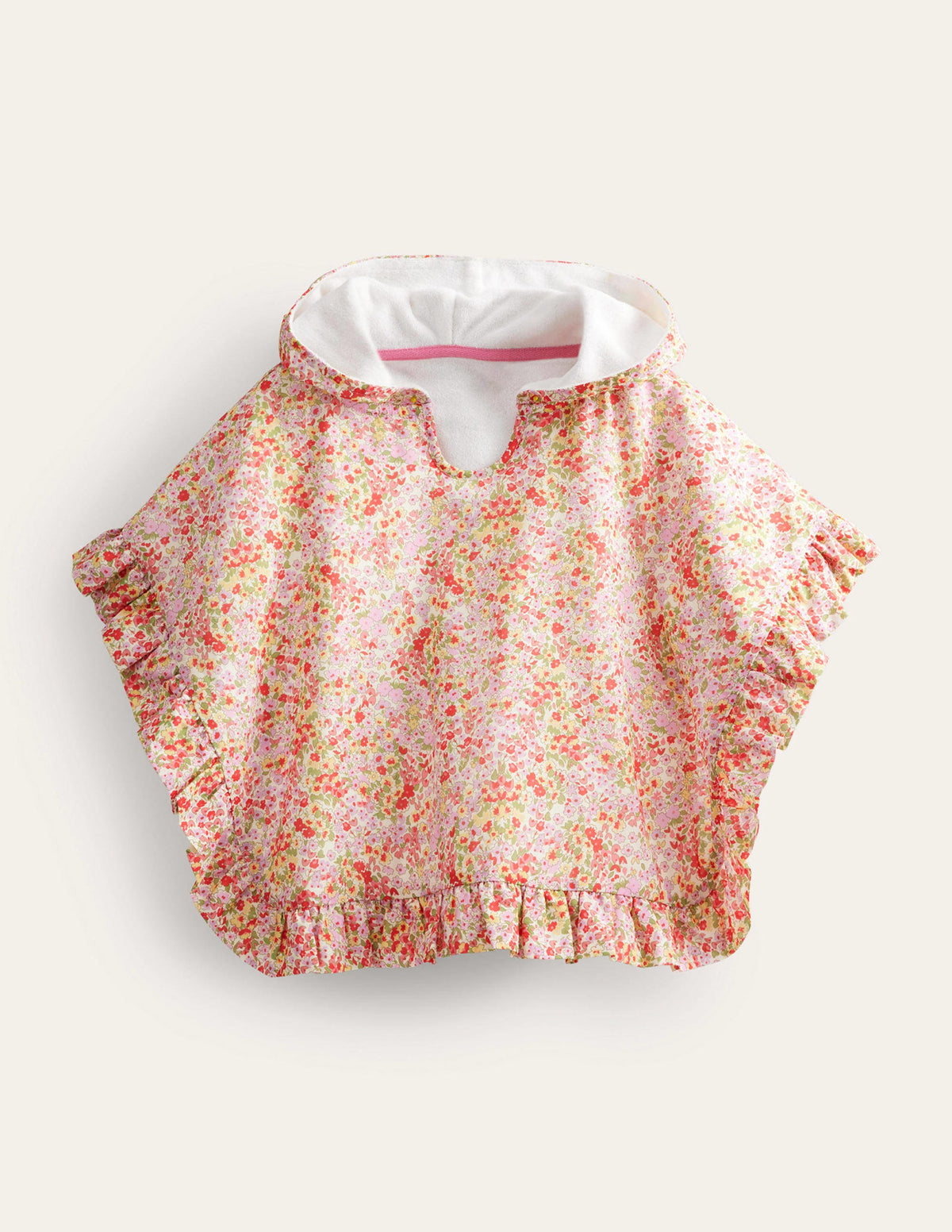 Towelling Poncho Hoodie-Spring Time Floral-1