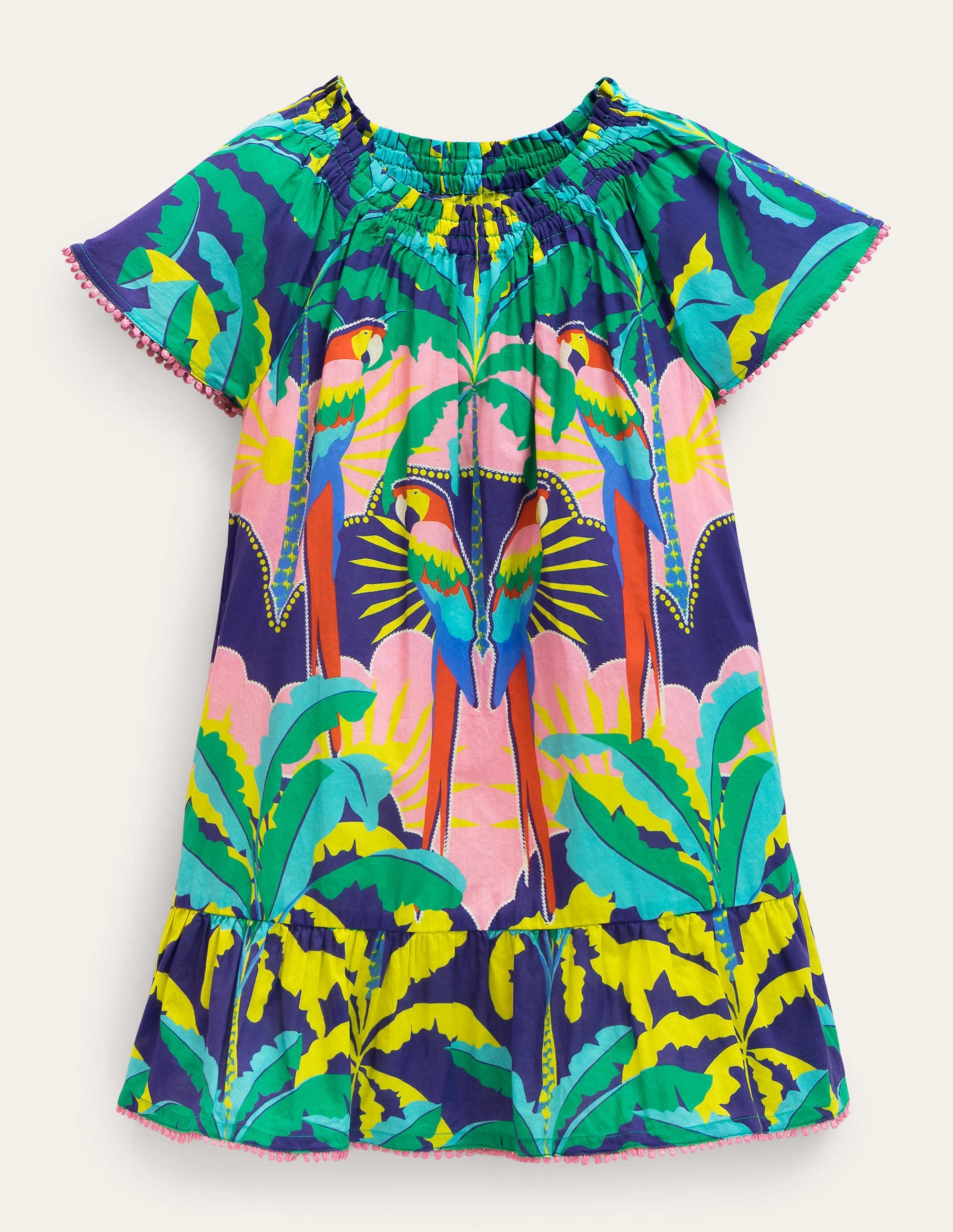 Smocked Kaftan-Multi Parrot - Image 1