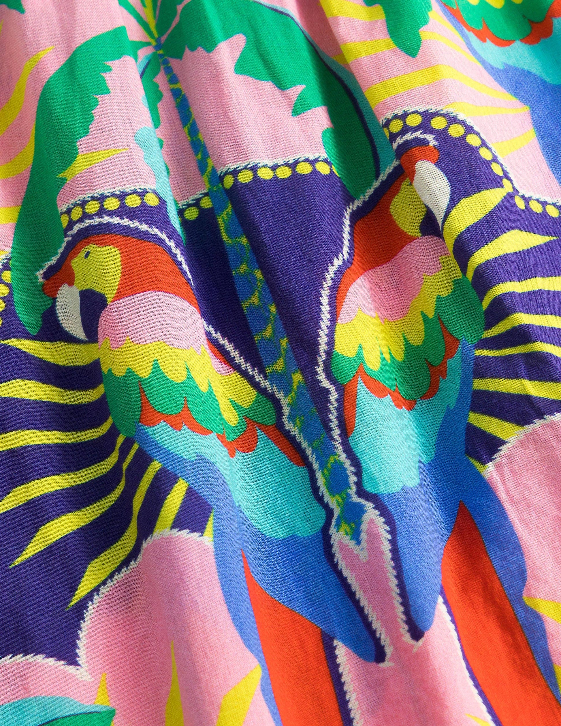 Smocked Kaftan-Multi Parrot-3