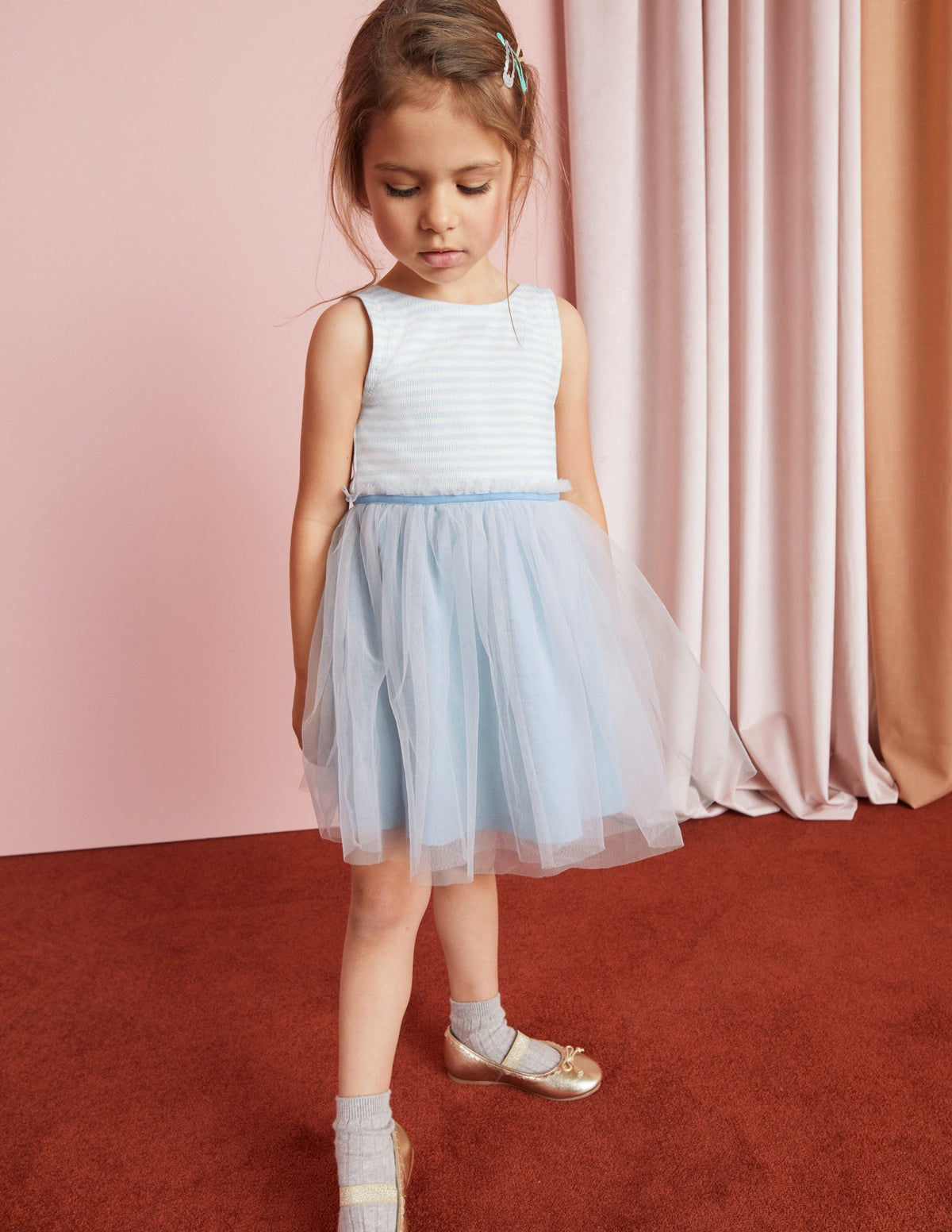 Jersey Tulle Mix Dress-Provence Blue - Image 4