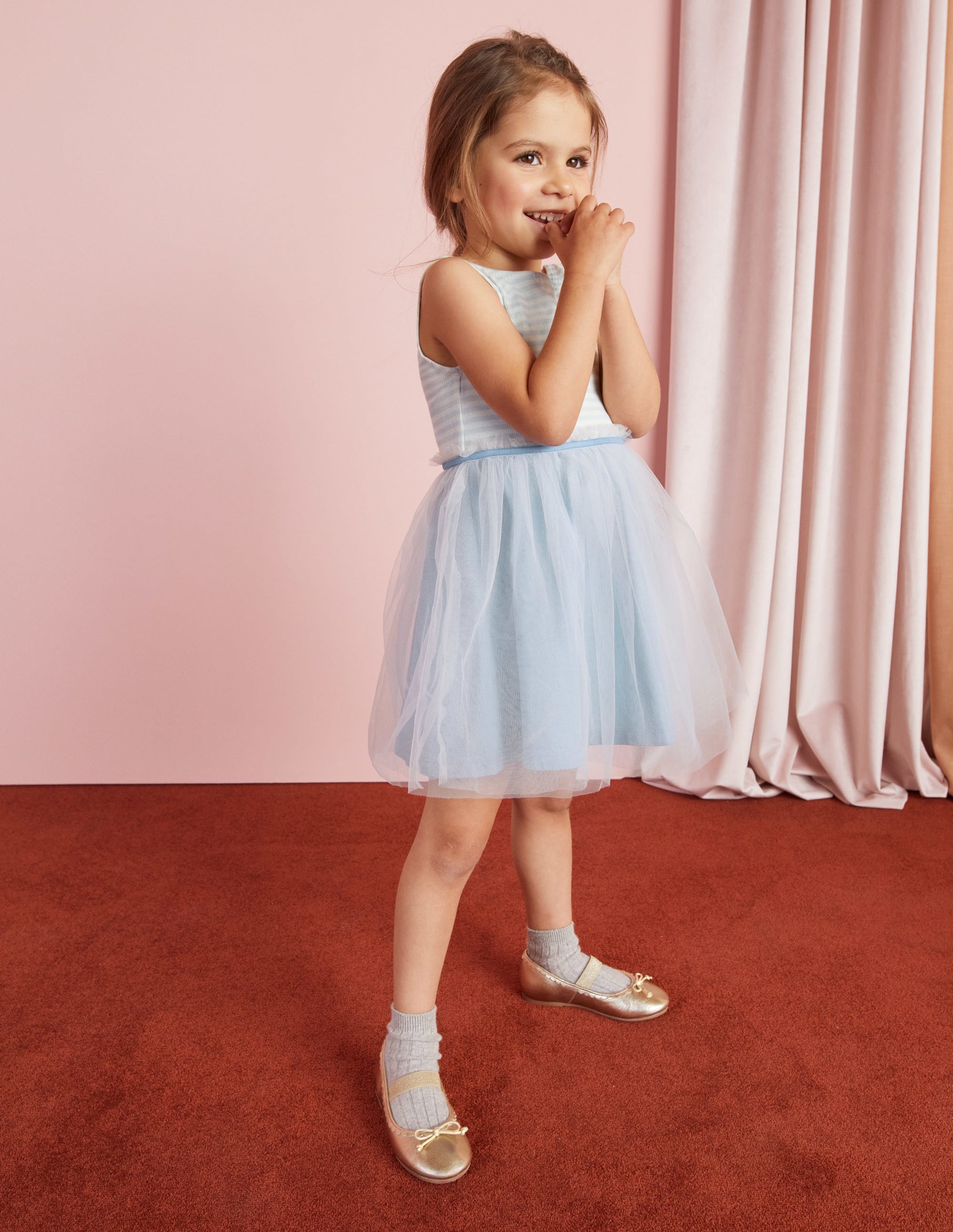 Jersey Tulle Mix Dress-Provence Blue - Image 7