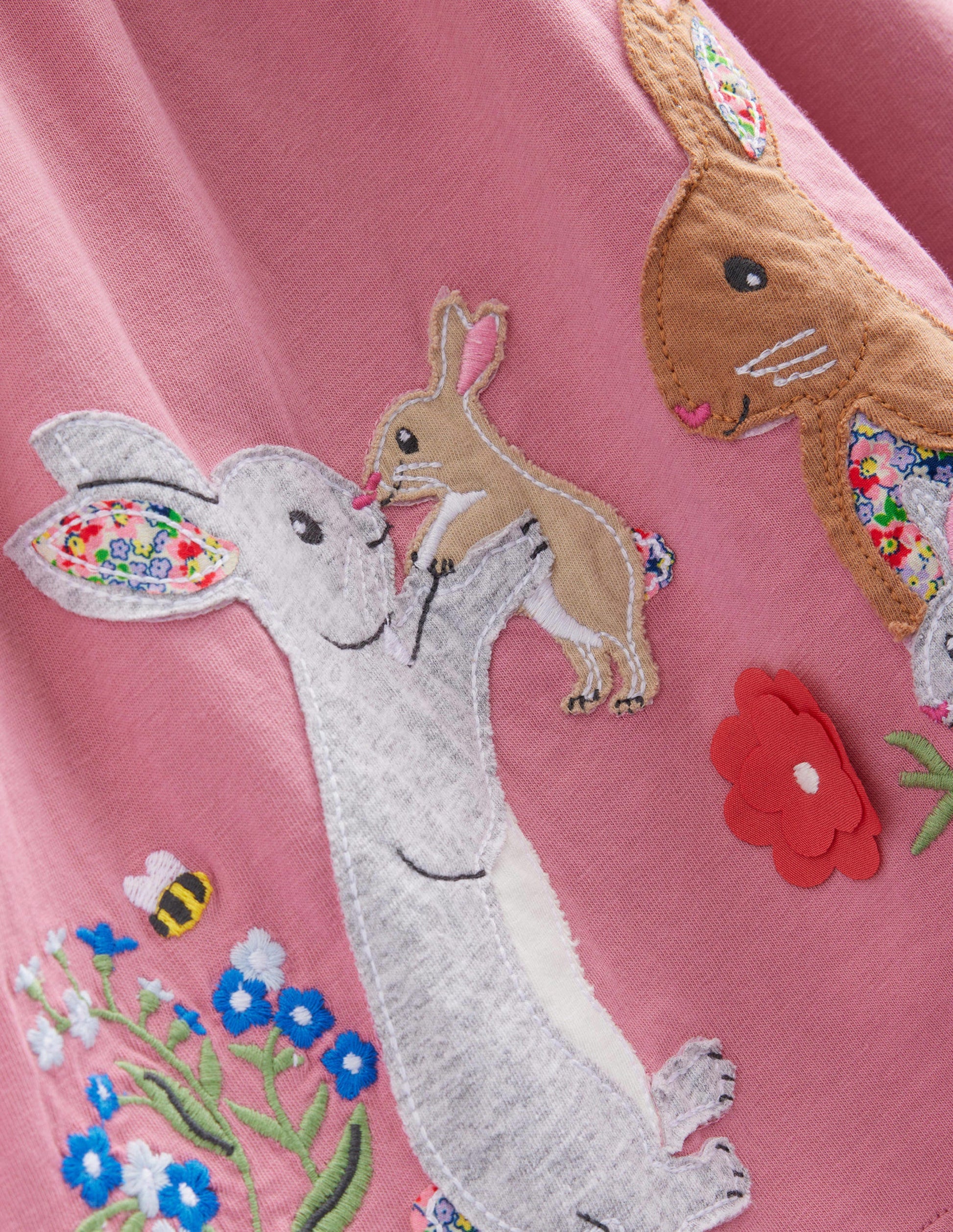 Jersey Appliqué Dress-Formica Pink Bunnies-3