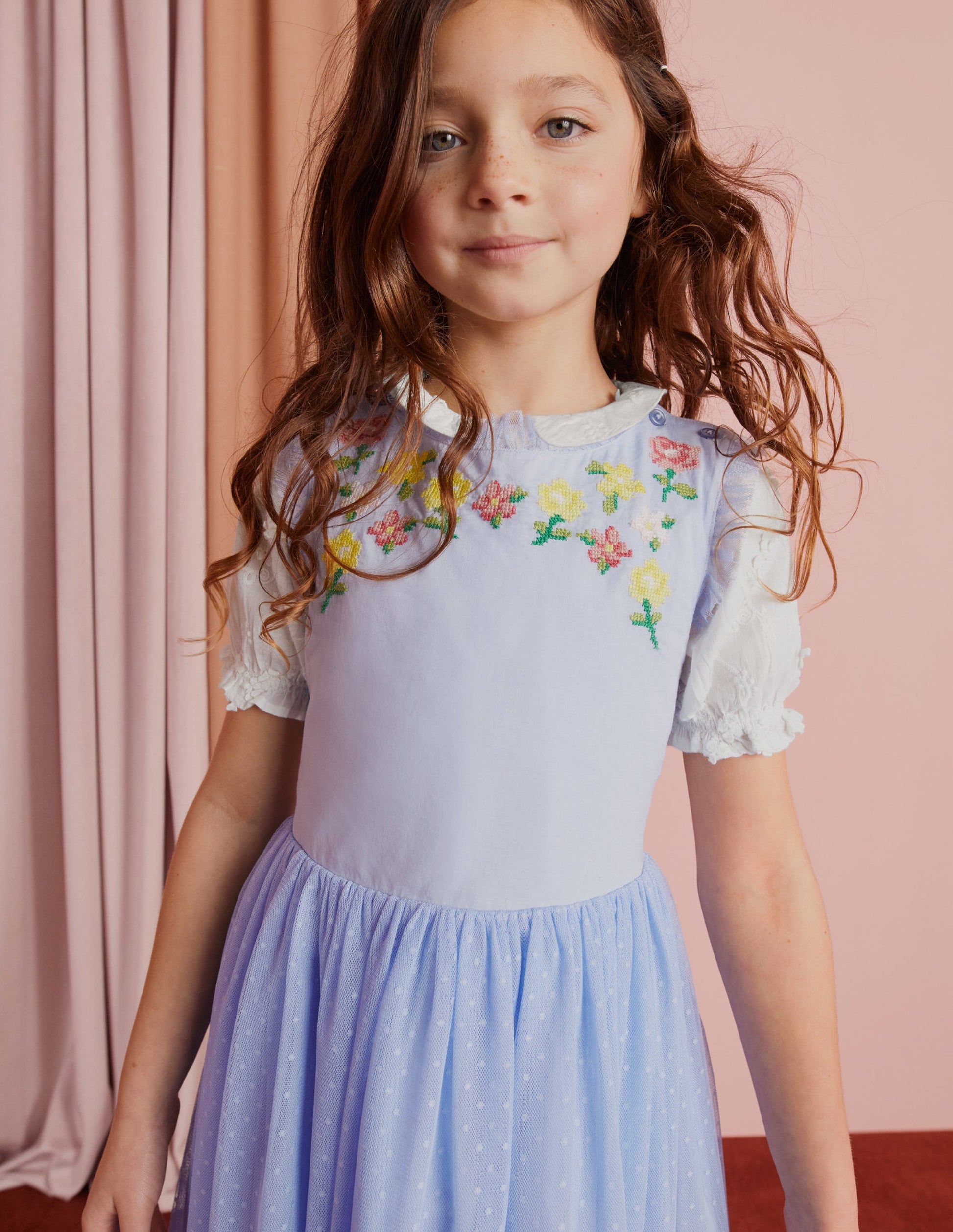 Embroidered Cross-Back Dress-Whisper Blue-5