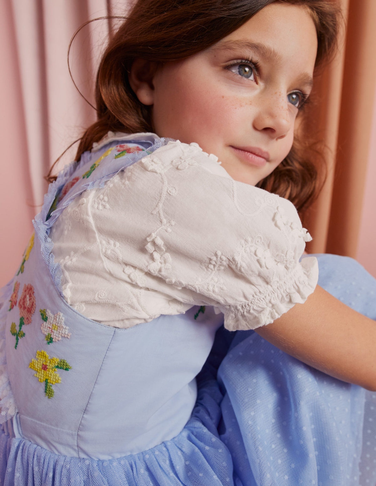 Embroidered Cross-Back Dress-Whisper Blue - Image 9