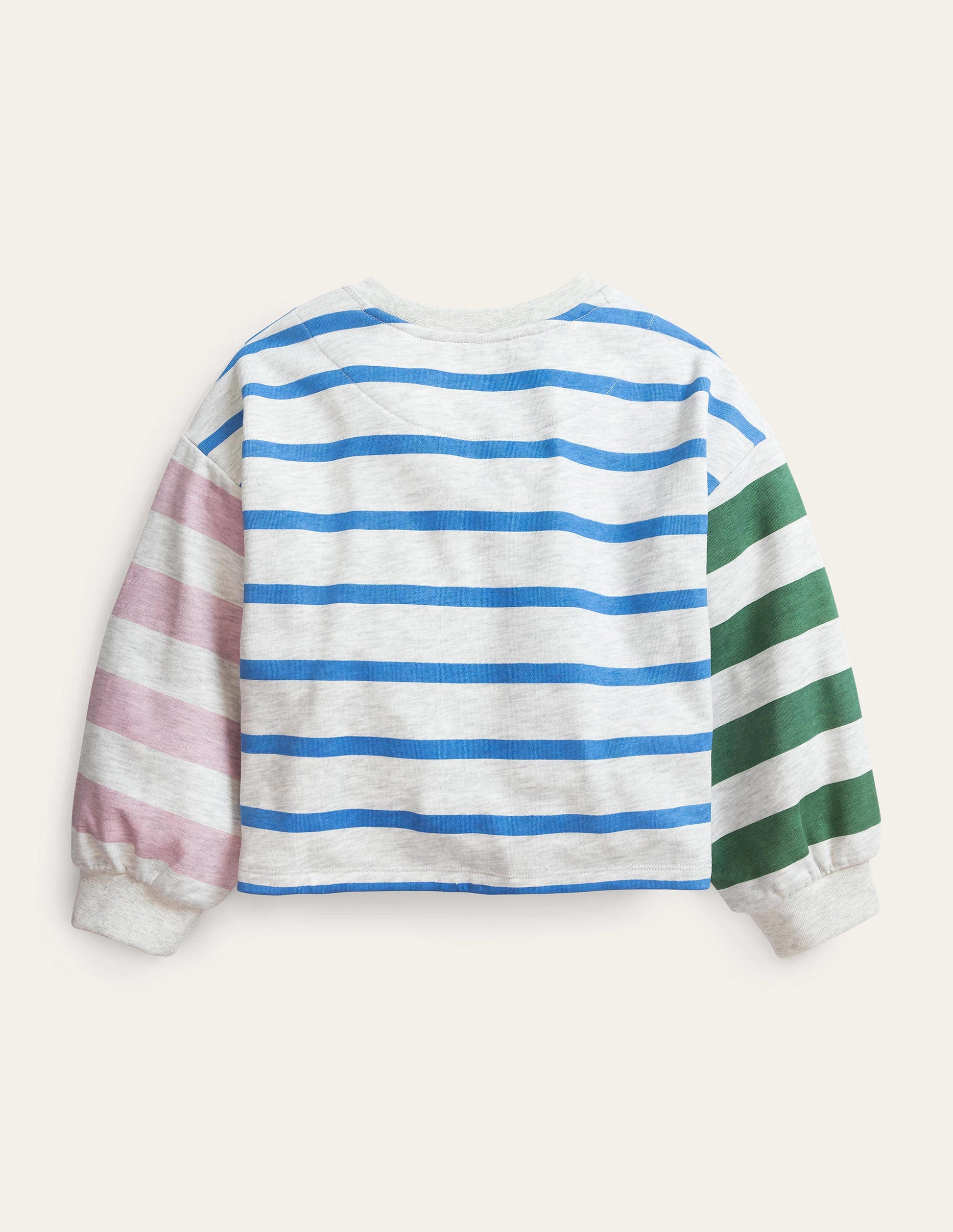 Volume Sleeve Sweatshirt-Oatmeal/Penzance Blue-2