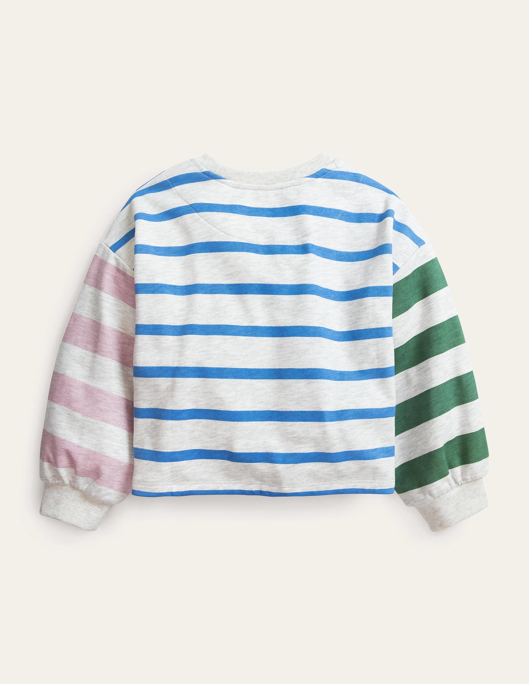 Volume Sleeve Sweatshirt-Oatmeal/Penzance Blue - Image 2