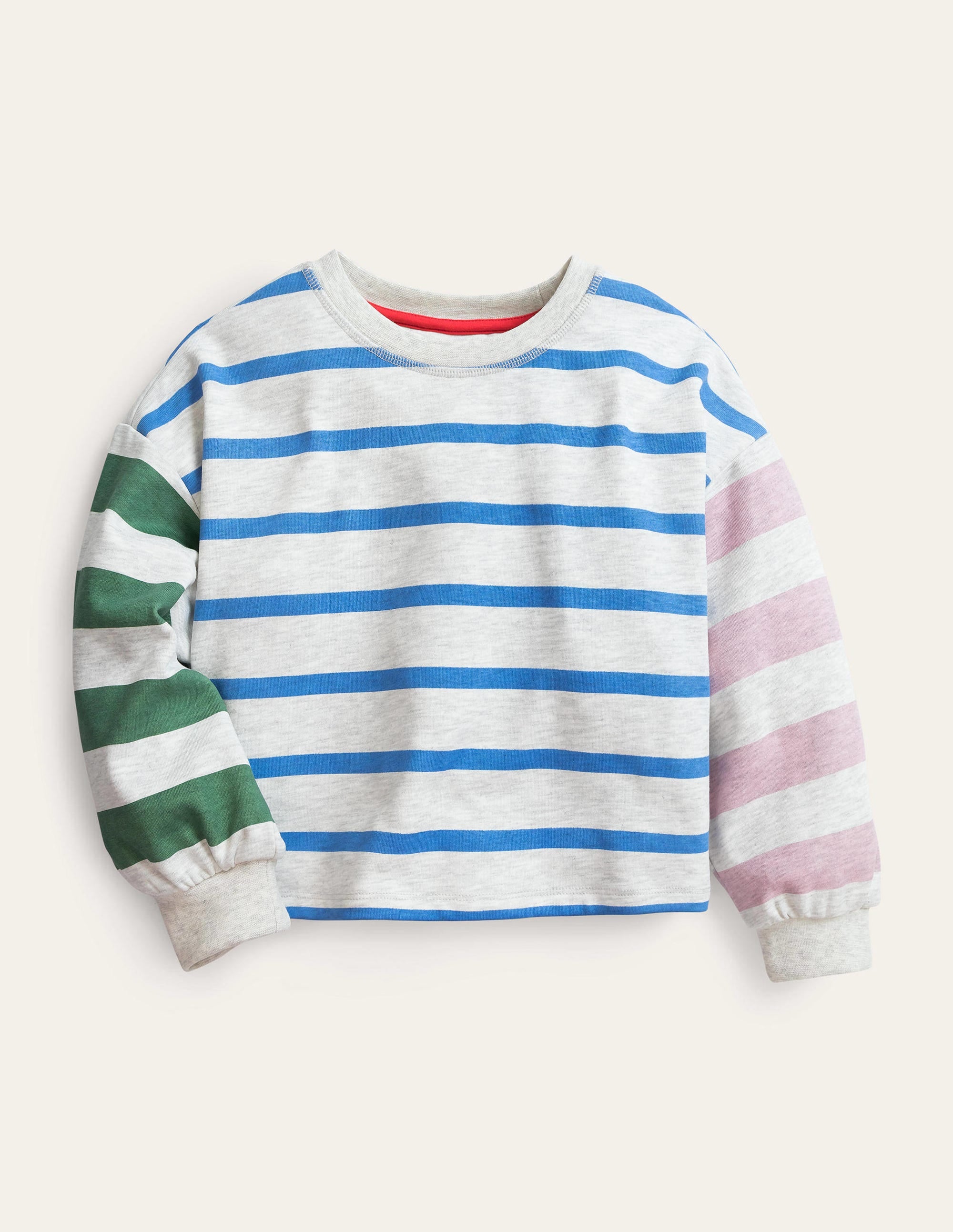 Volume Sleeve Sweatshirt-Oatmeal/Penzance Blue - Image 1