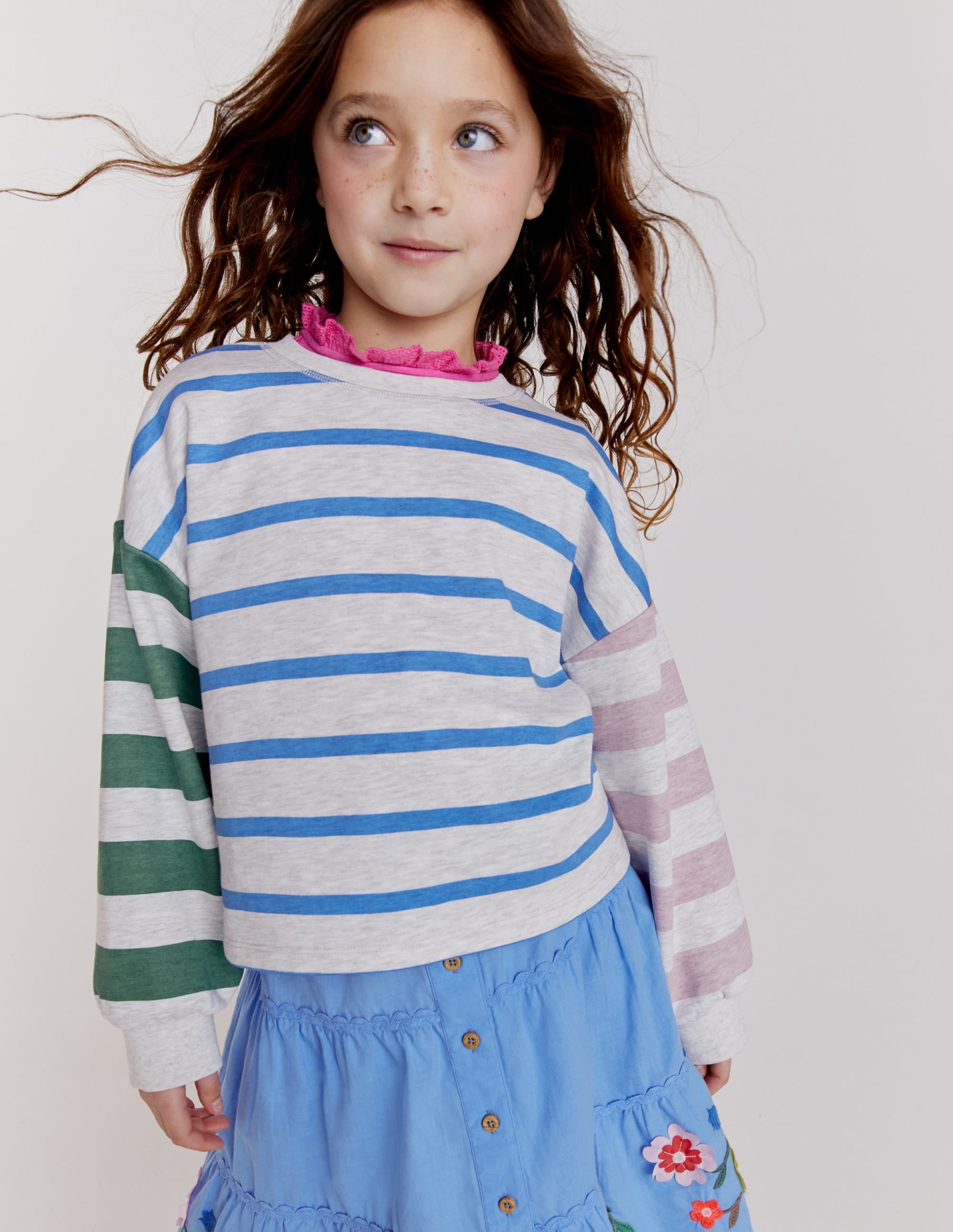 Volume Sleeve Sweatshirt-Oatmeal/Penzance Blue - Image 5