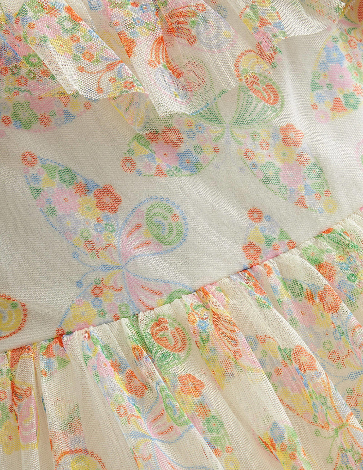 Frilly Tulle Dress-Ivory Multi Butterflies - Image 3